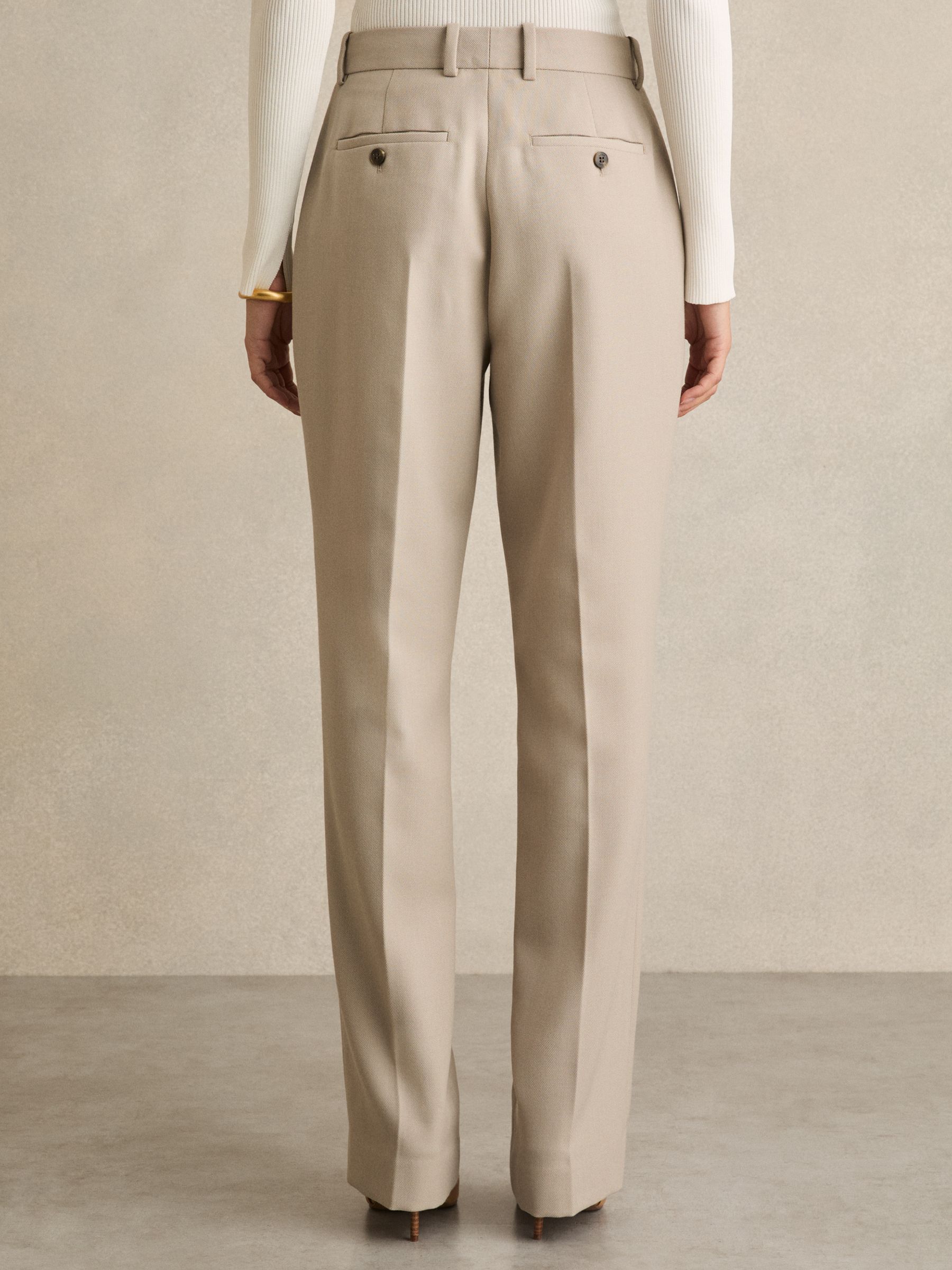 Straight-Leg Textured  Wool-Blend Suit Trousers in Neutral