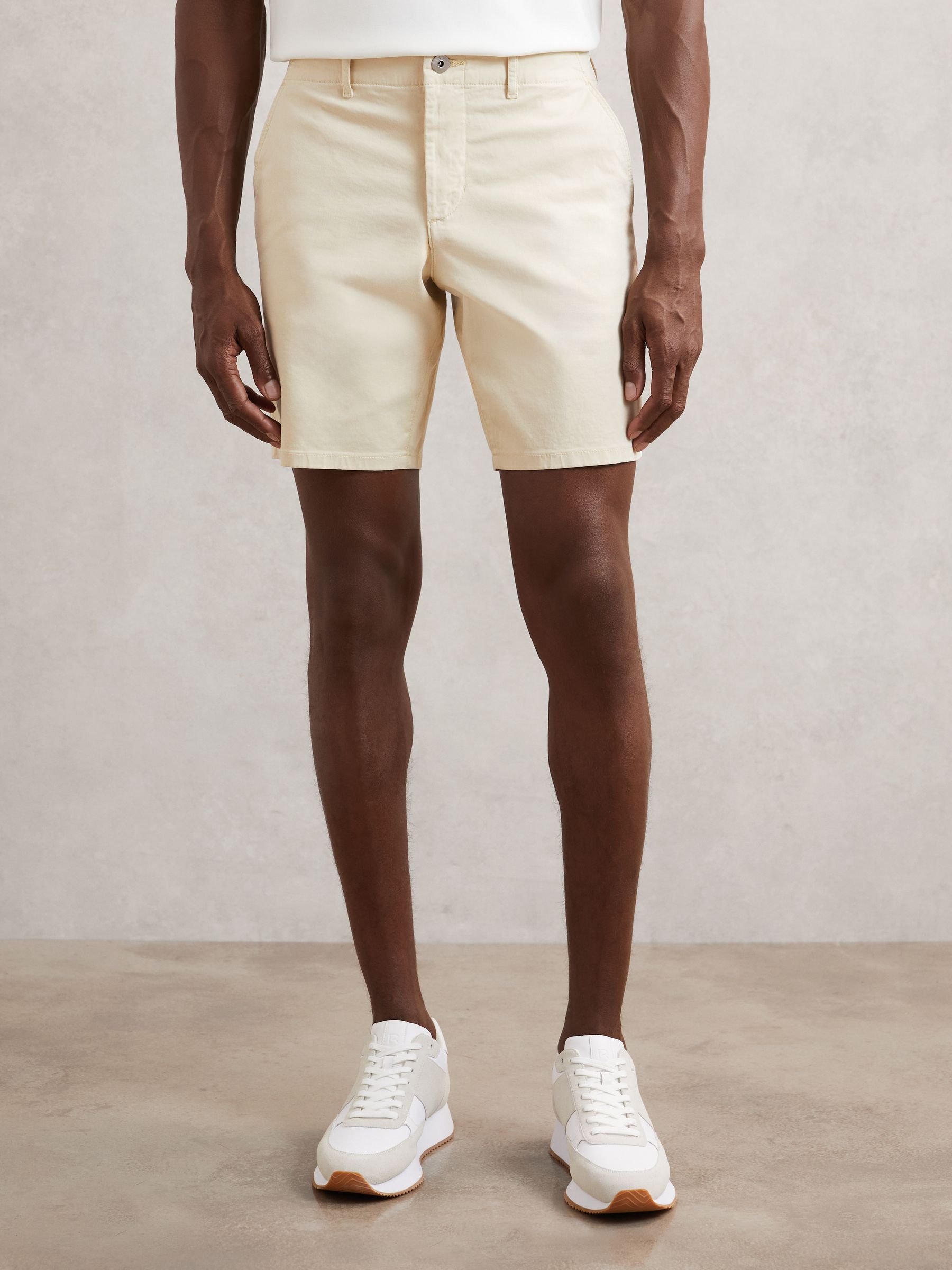 Paige Cotton Chino Shorts with Stretch in Cream