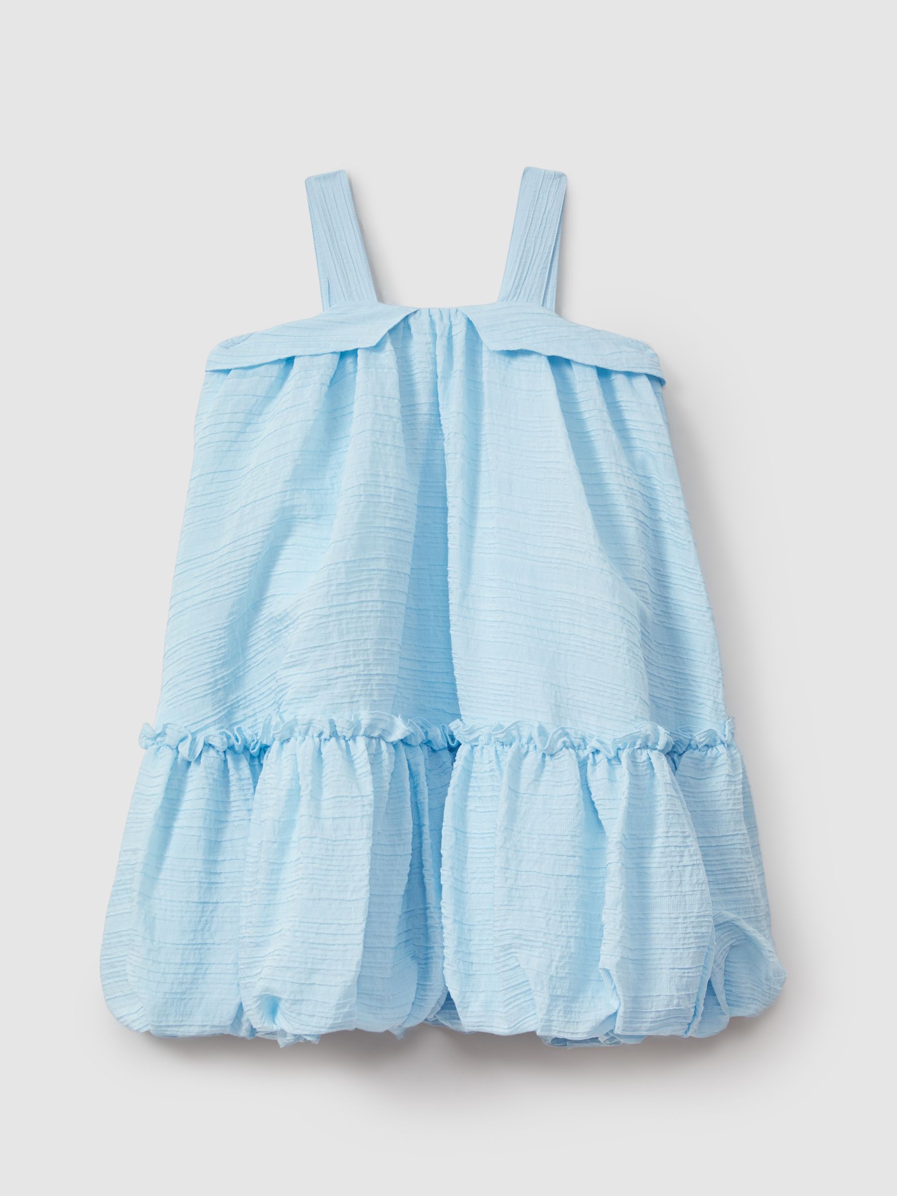 9-13 yrs Seersucker Bubble Hem Dress in Blue