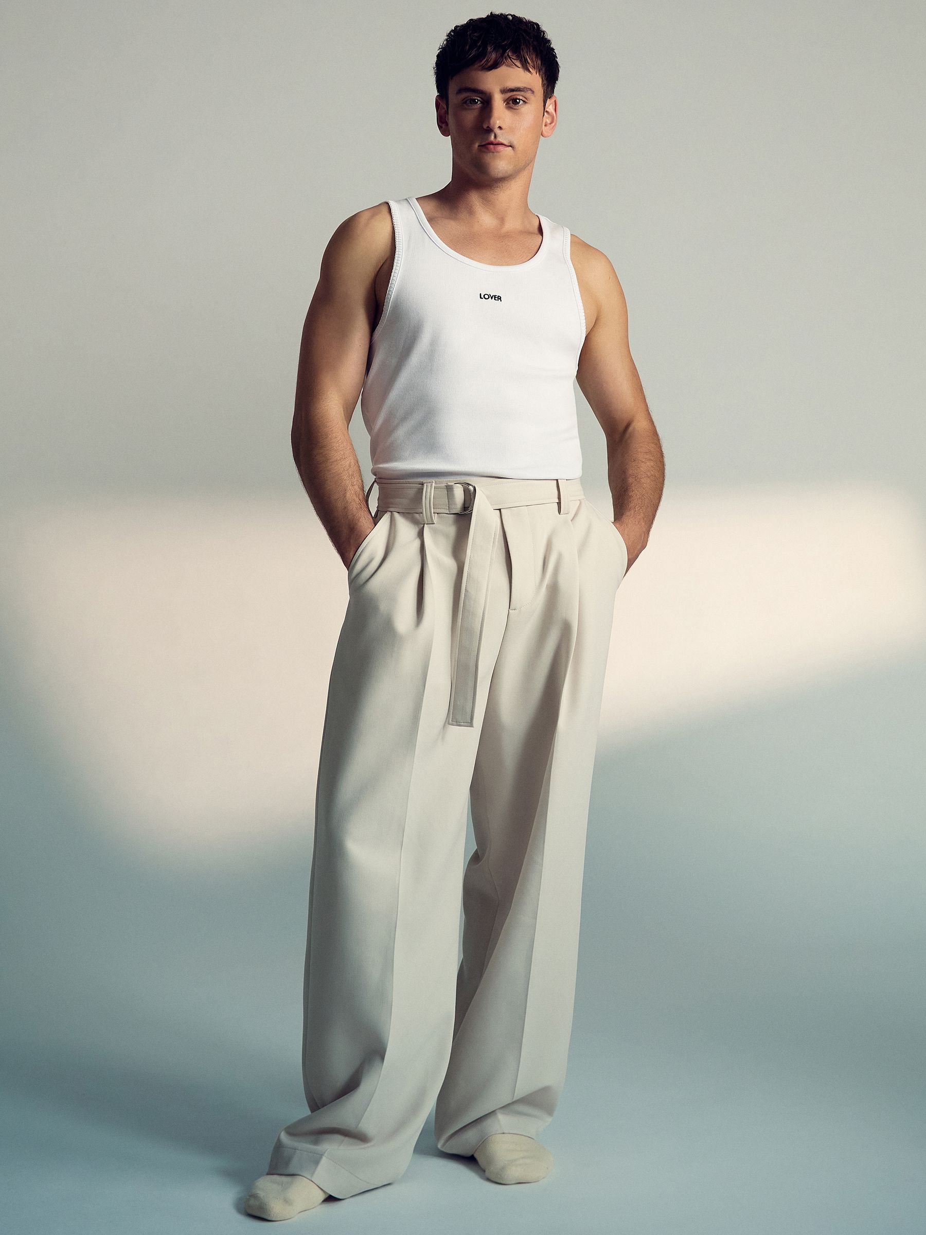 Reiss | Tom Daley Cotton Lover Vest with Stretch in White