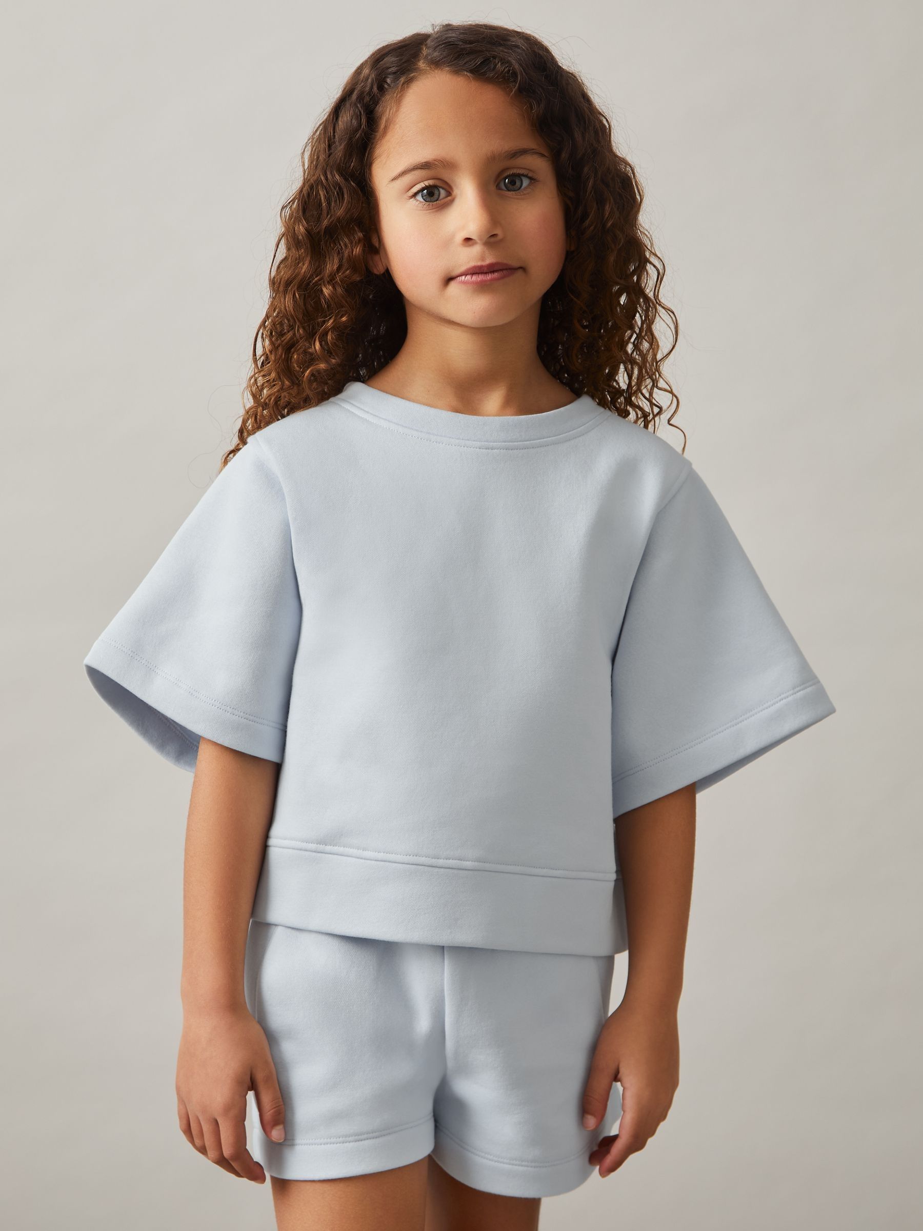 4-9 yrs Cotton-Blend Sweatshirt And Shorts Set in Blue