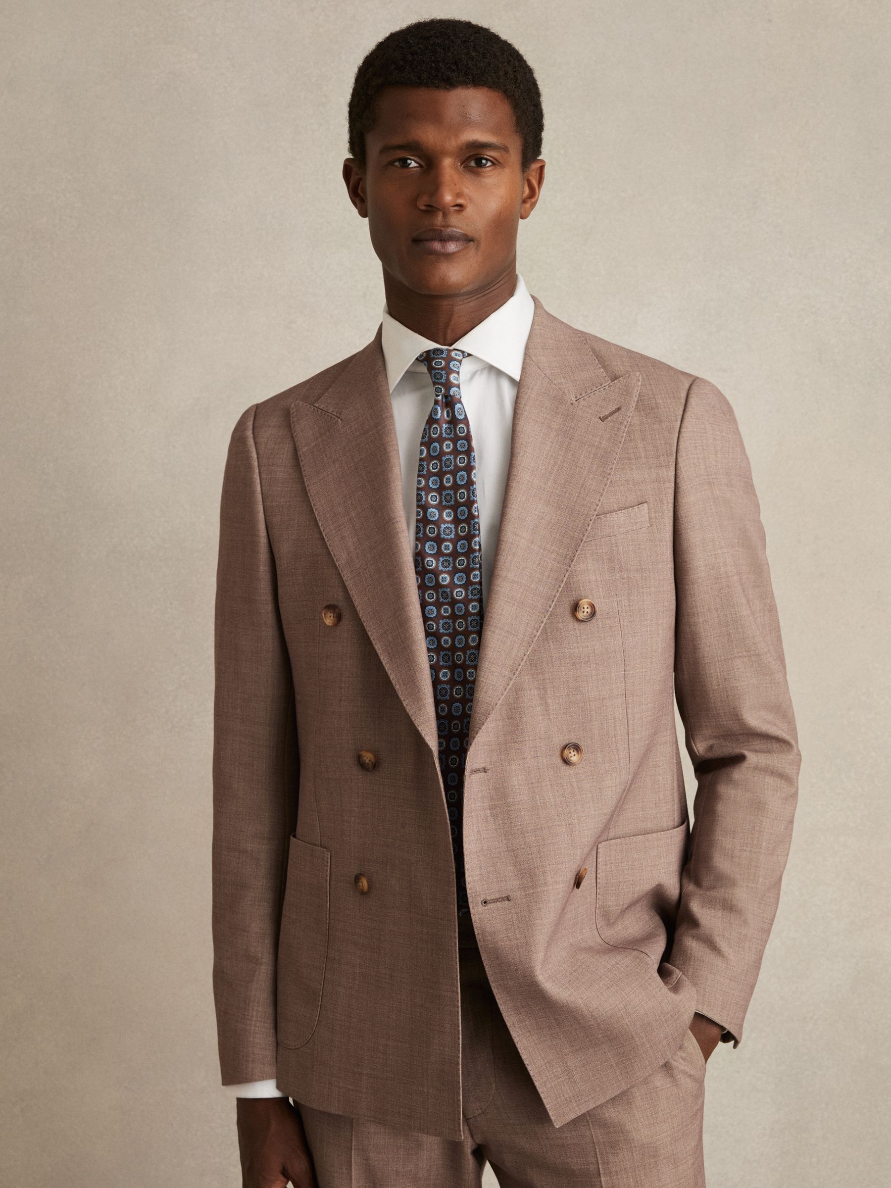 Silk Foulard Medallion Print Tie in Chocolate Brown