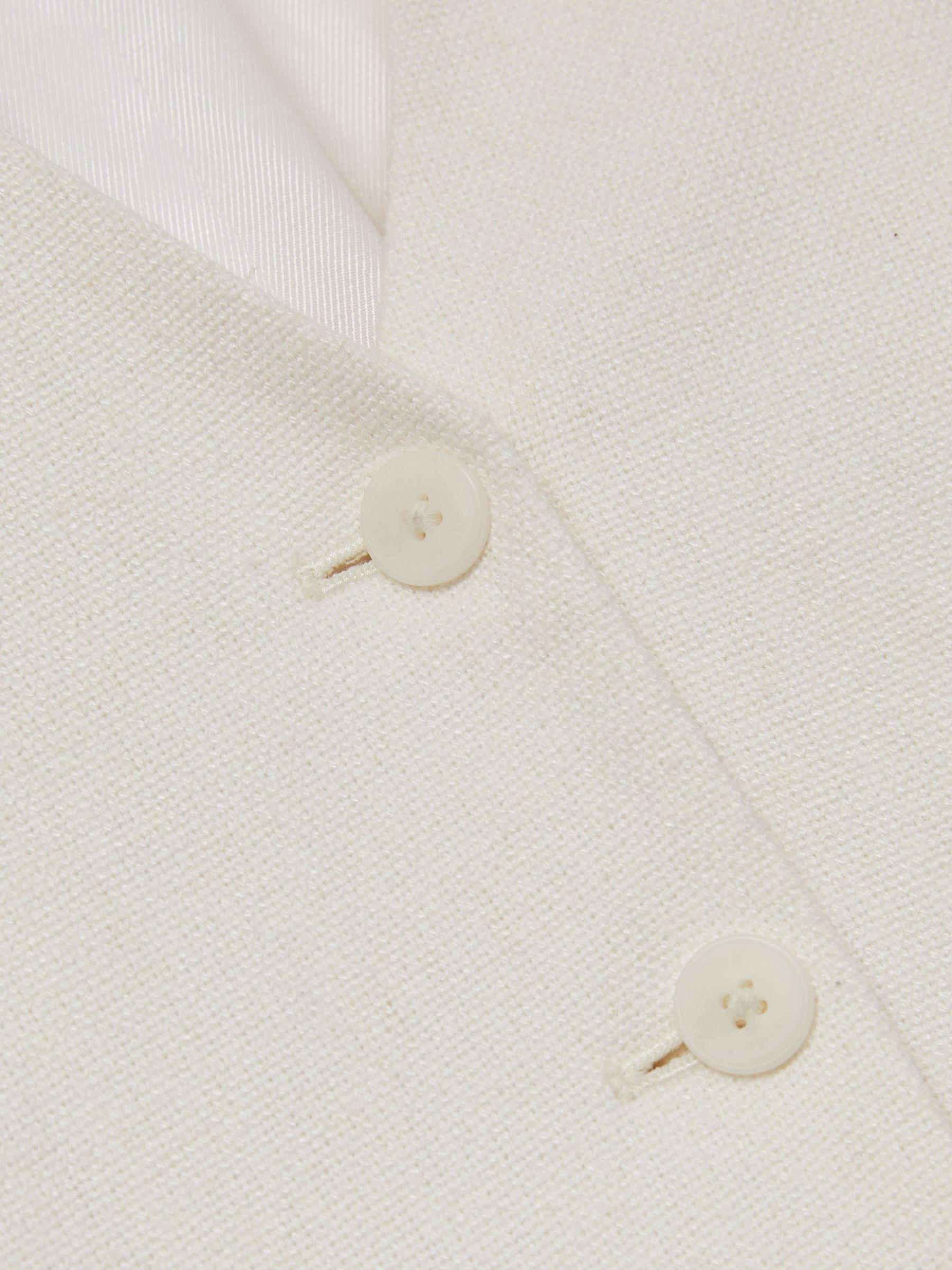 Linen-Blend Button-Through Waistcoat in White