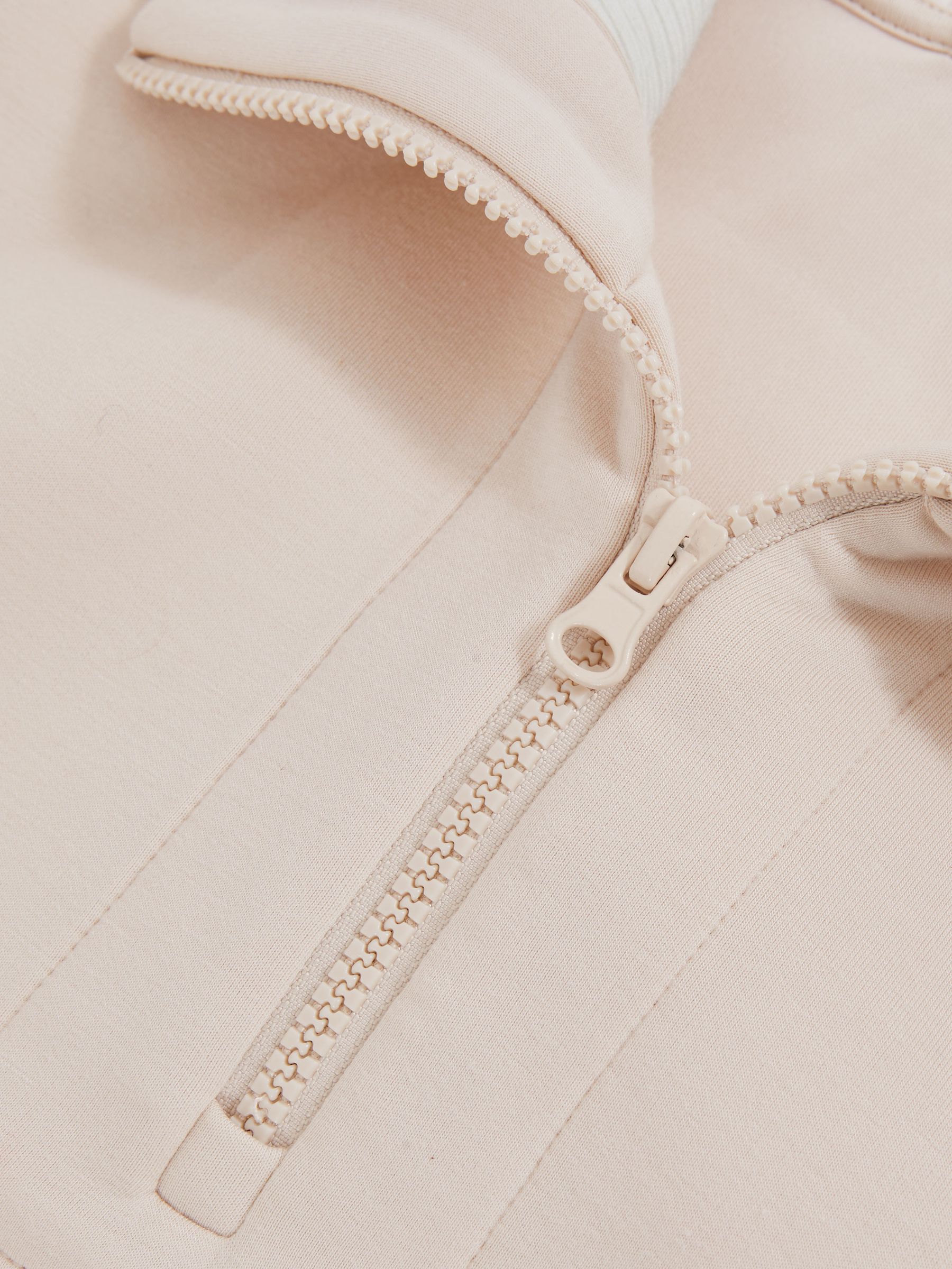 Funnel-Neck Interlock Zip Sweatshirt in Neutral