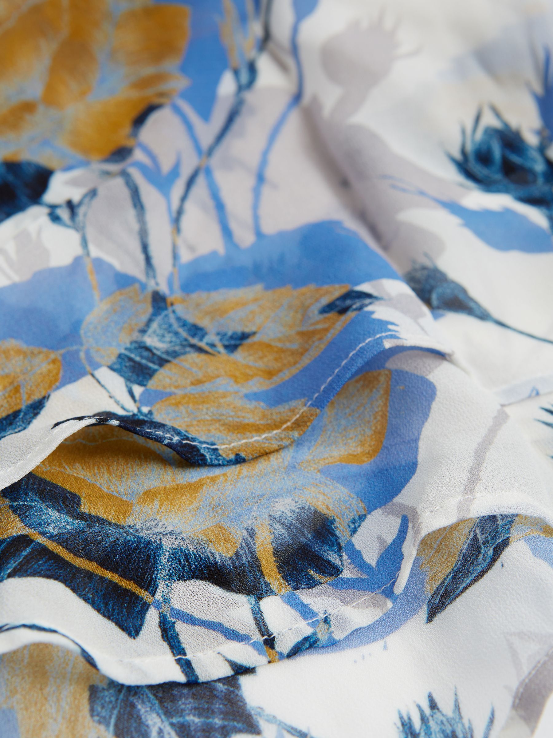 Senior Printed Dress With Crew Neck Jumper in Blue Print