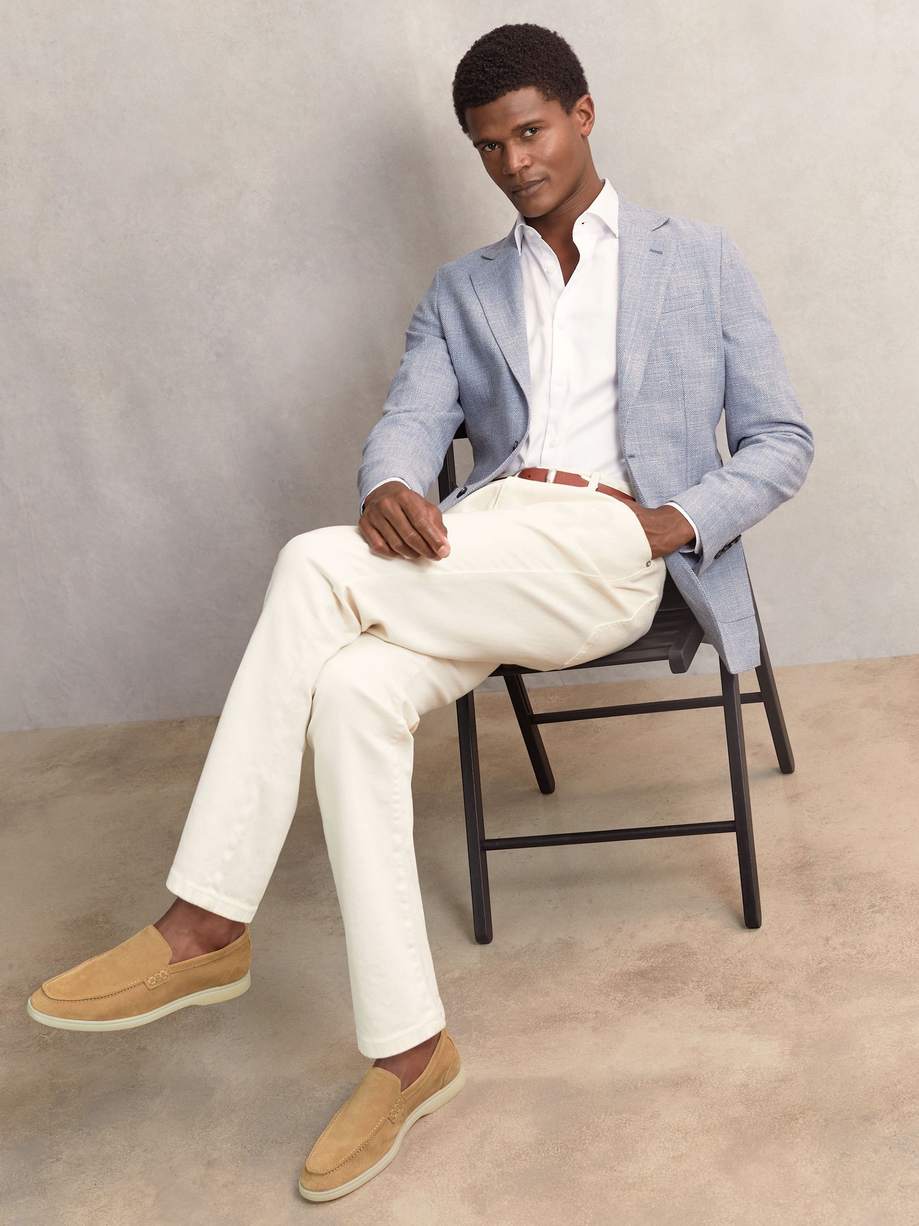 Suede Slip-On Loafers in Stone