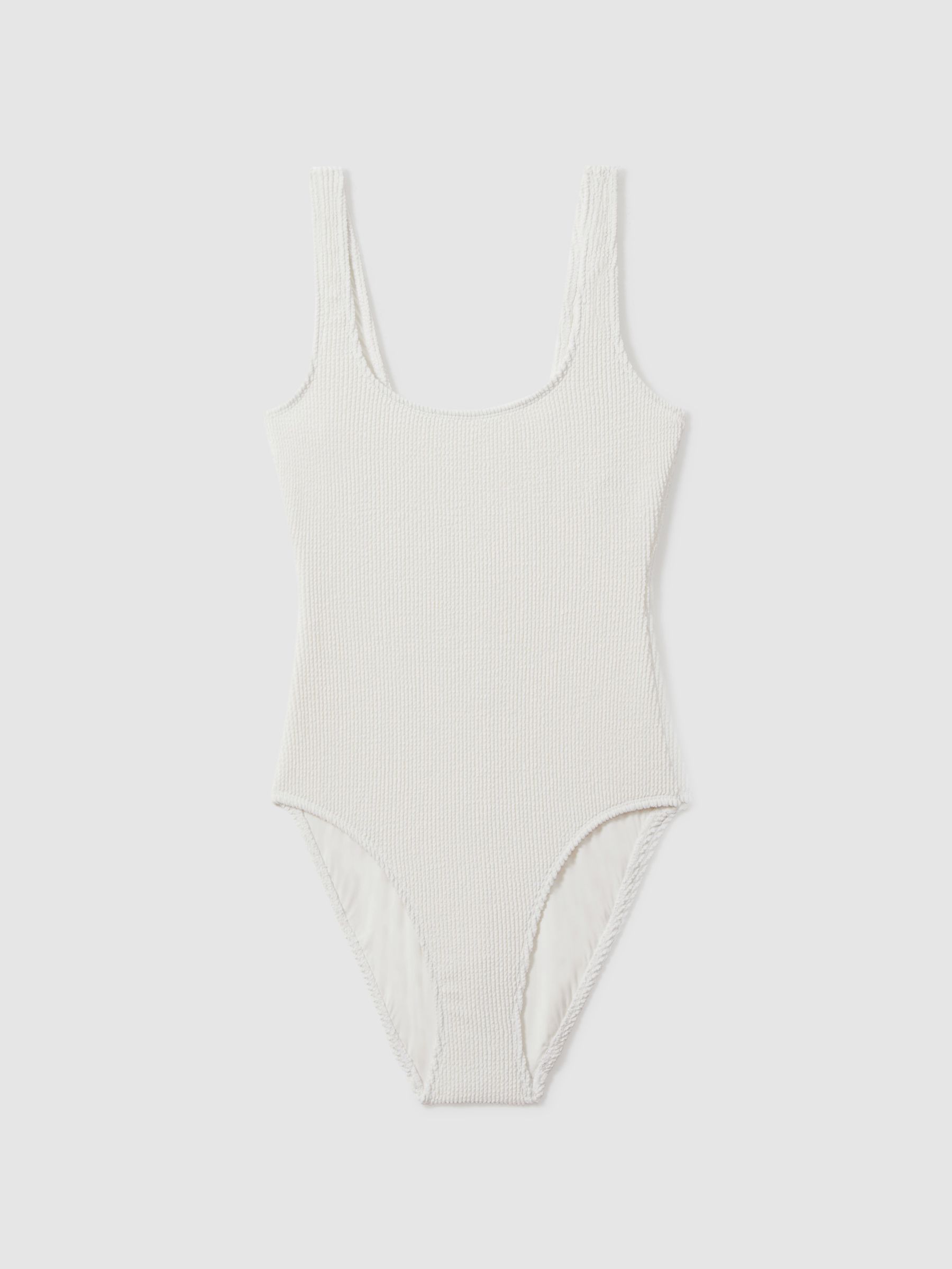 Good American Always Fits Textured Swimsuit in Cloud White