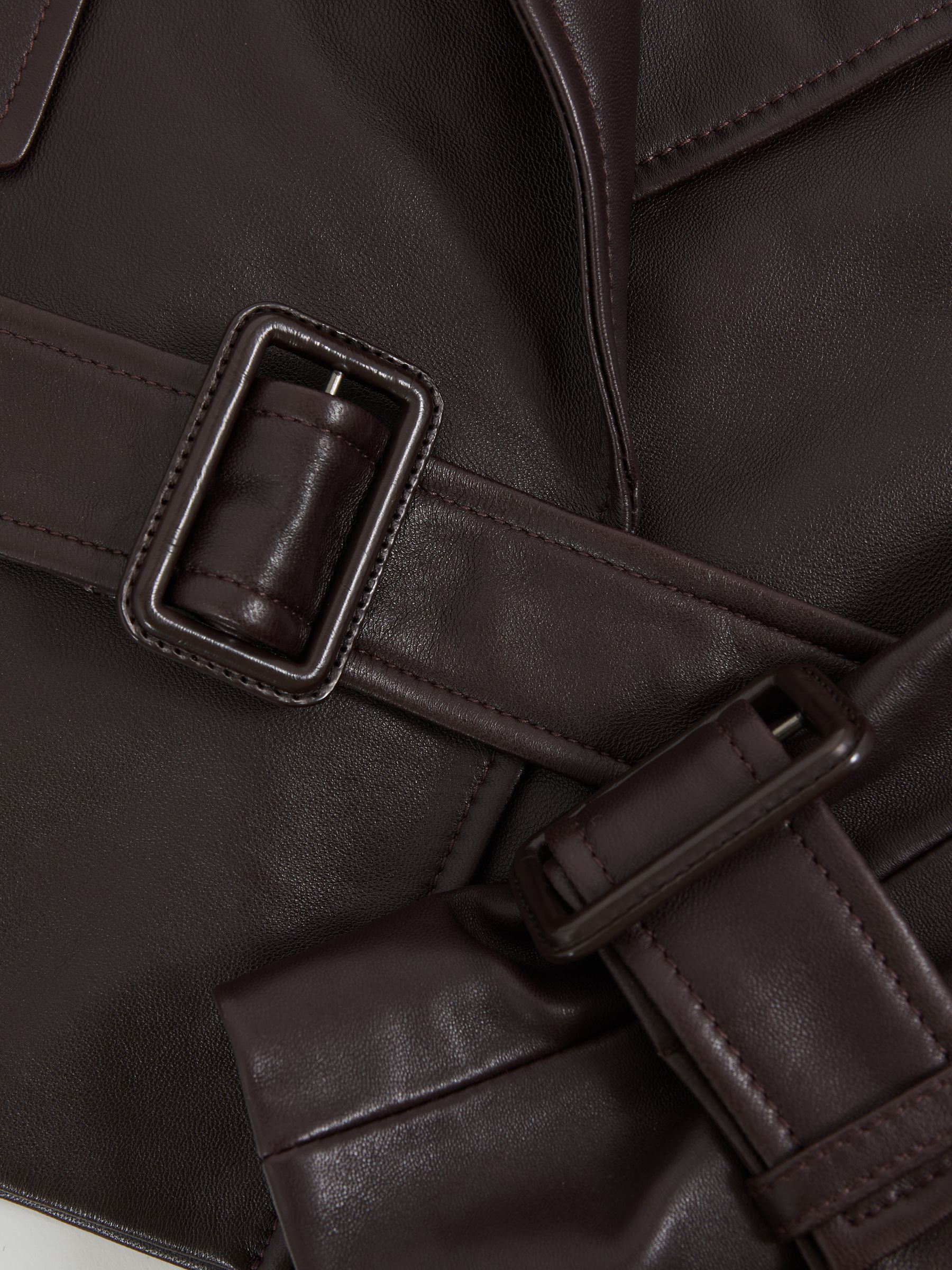 Leather Cropped Trench Jacket in Oxblood Burgundy