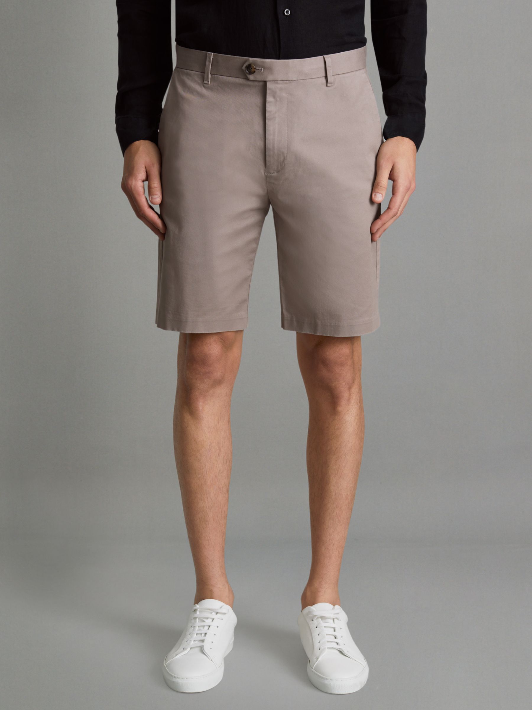 Cotton Chino Shorts with Stretch in Mushroom Brown