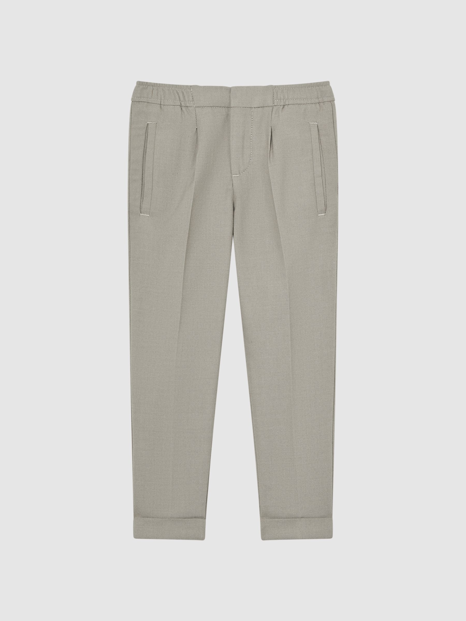 9-14 yrs Relaxed Elasticated Trousers with Turn-Ups in Taupe