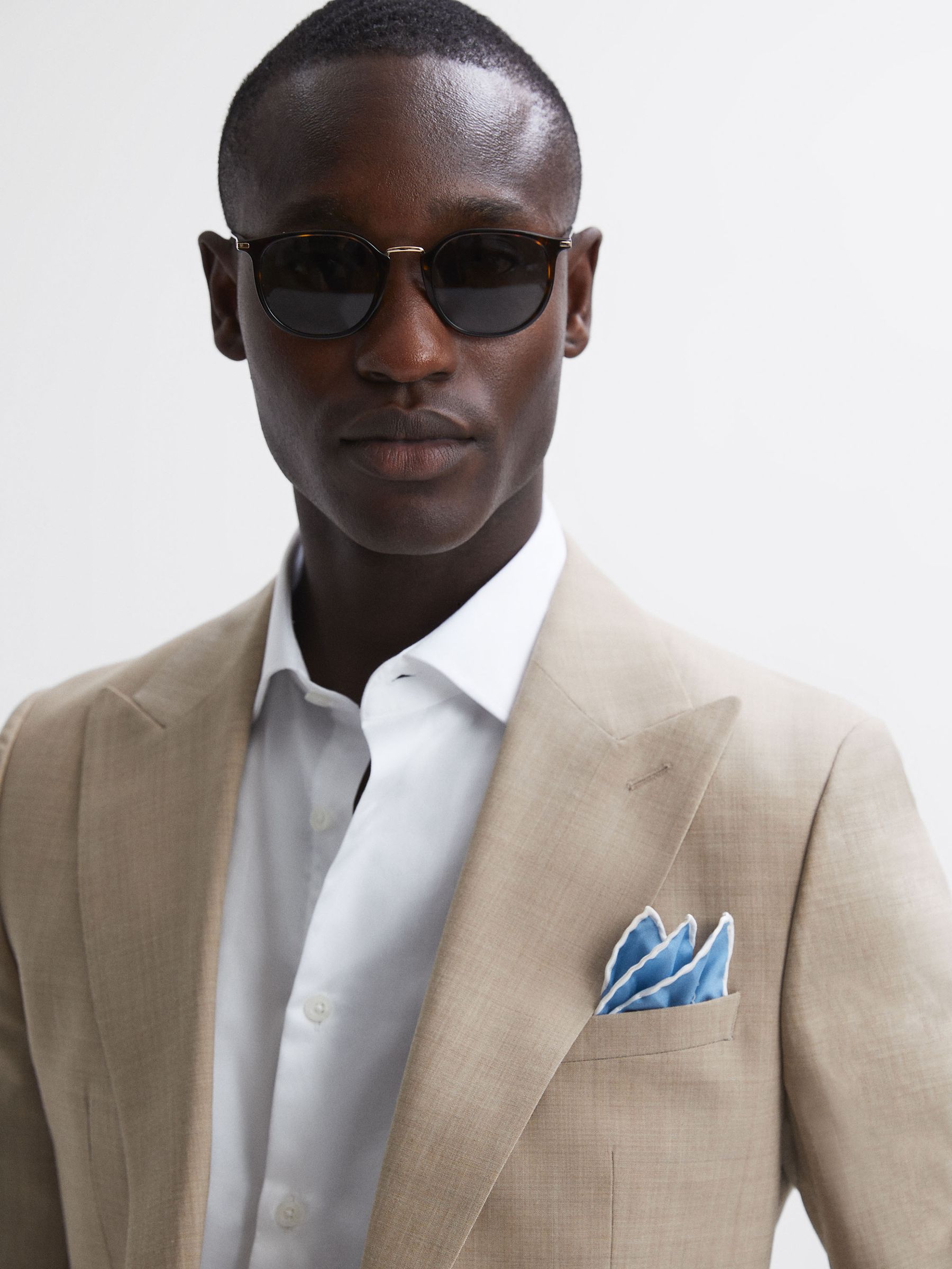 Plain Silk Pocket Square in Soft Blue