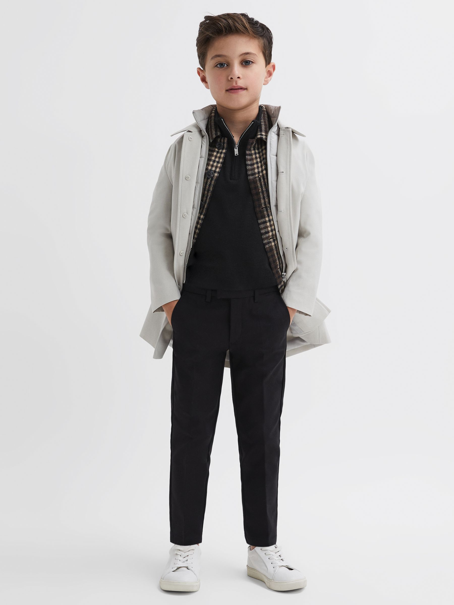 3-9 yrs Merino Wool Zip-Neck Jumper in Black