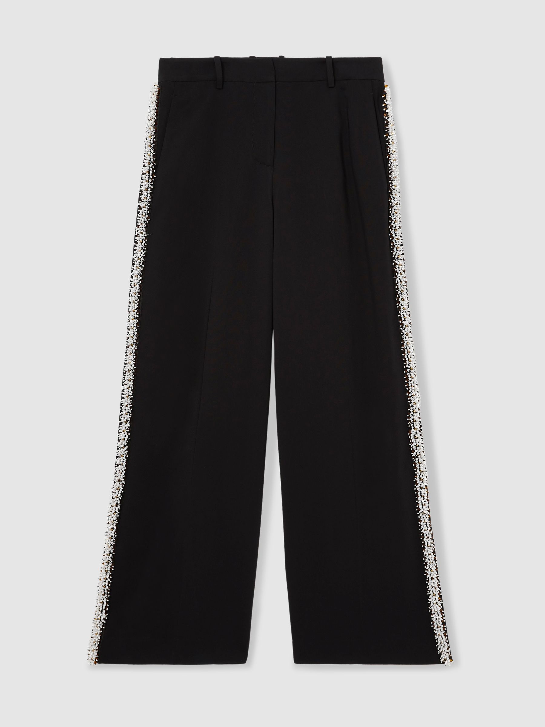 Atelier Embellished Wide-Leg Trousers in Black