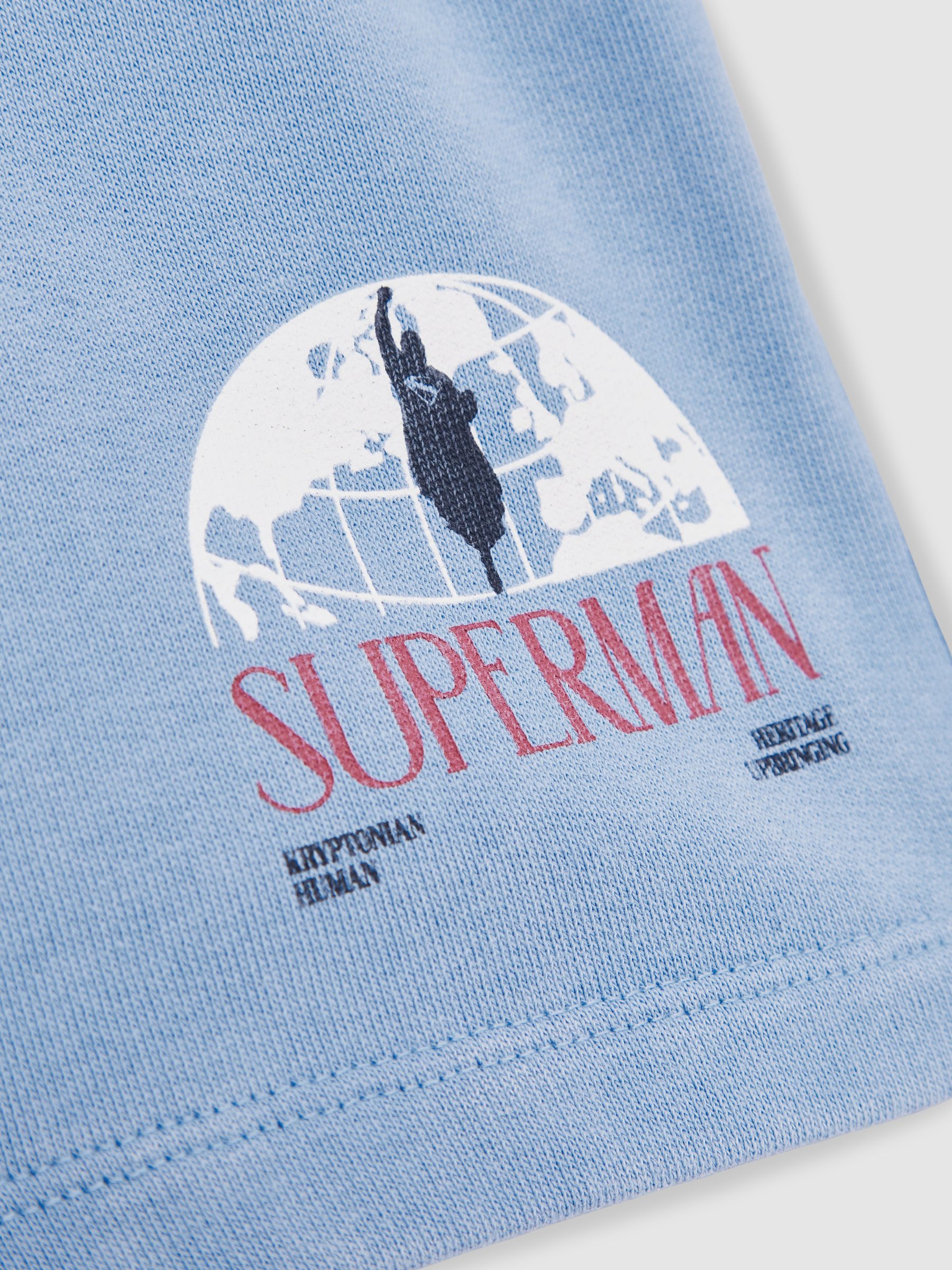 9-13 yrs Superman | Reiss Logo-Print Shorts in Light Blue