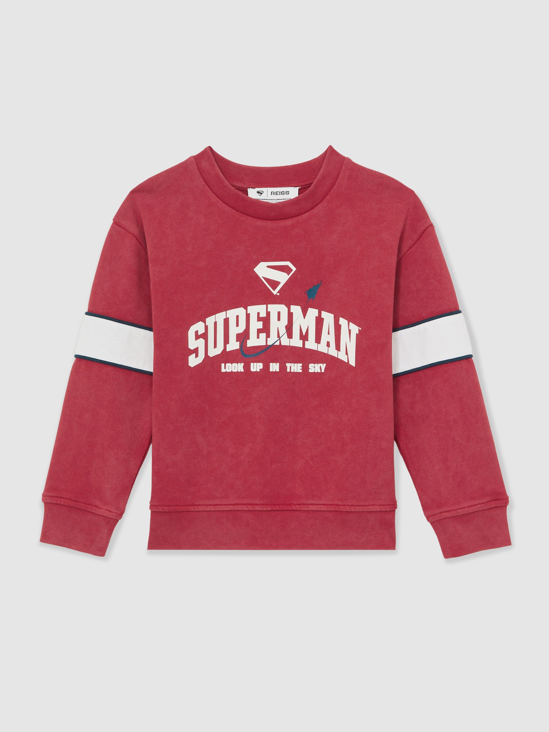 13-14 yrs Superman | Reiss Cotton Logo Sweatshirt in Red