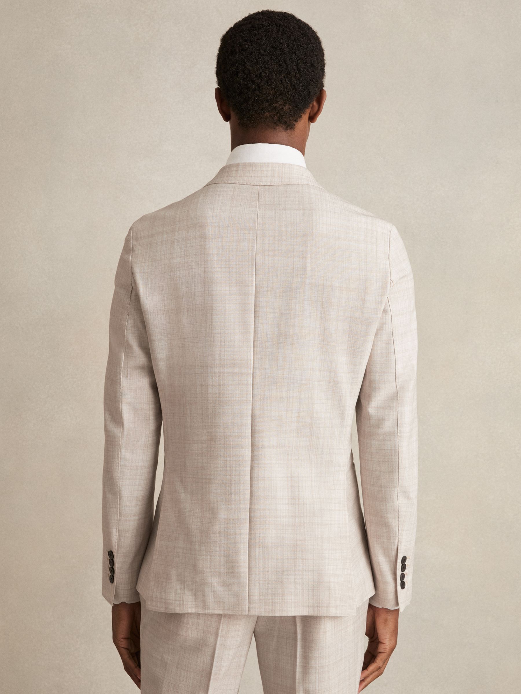 Double-Breasted Check Suit Blazer Regular-Fit in Stone