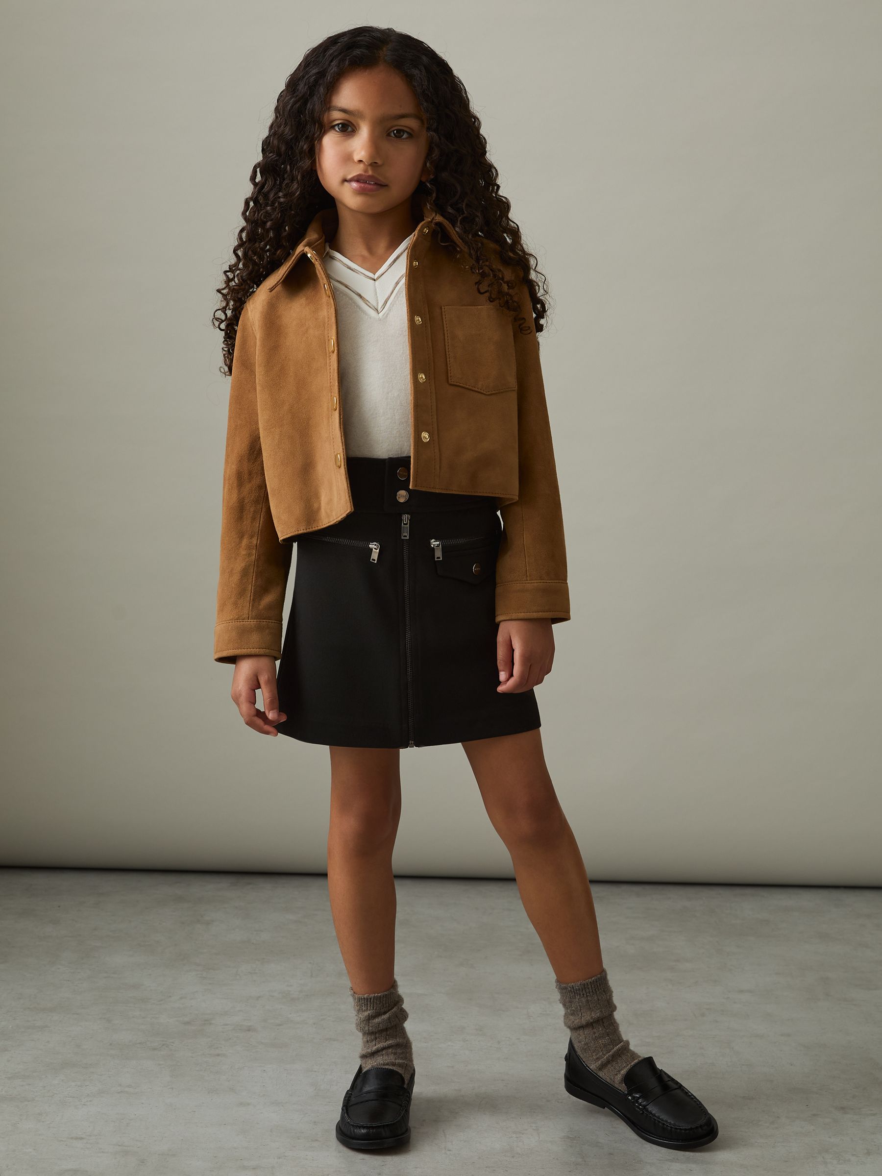 4-9 yrs Piqué Zip-Detail Mini Skirt in Black