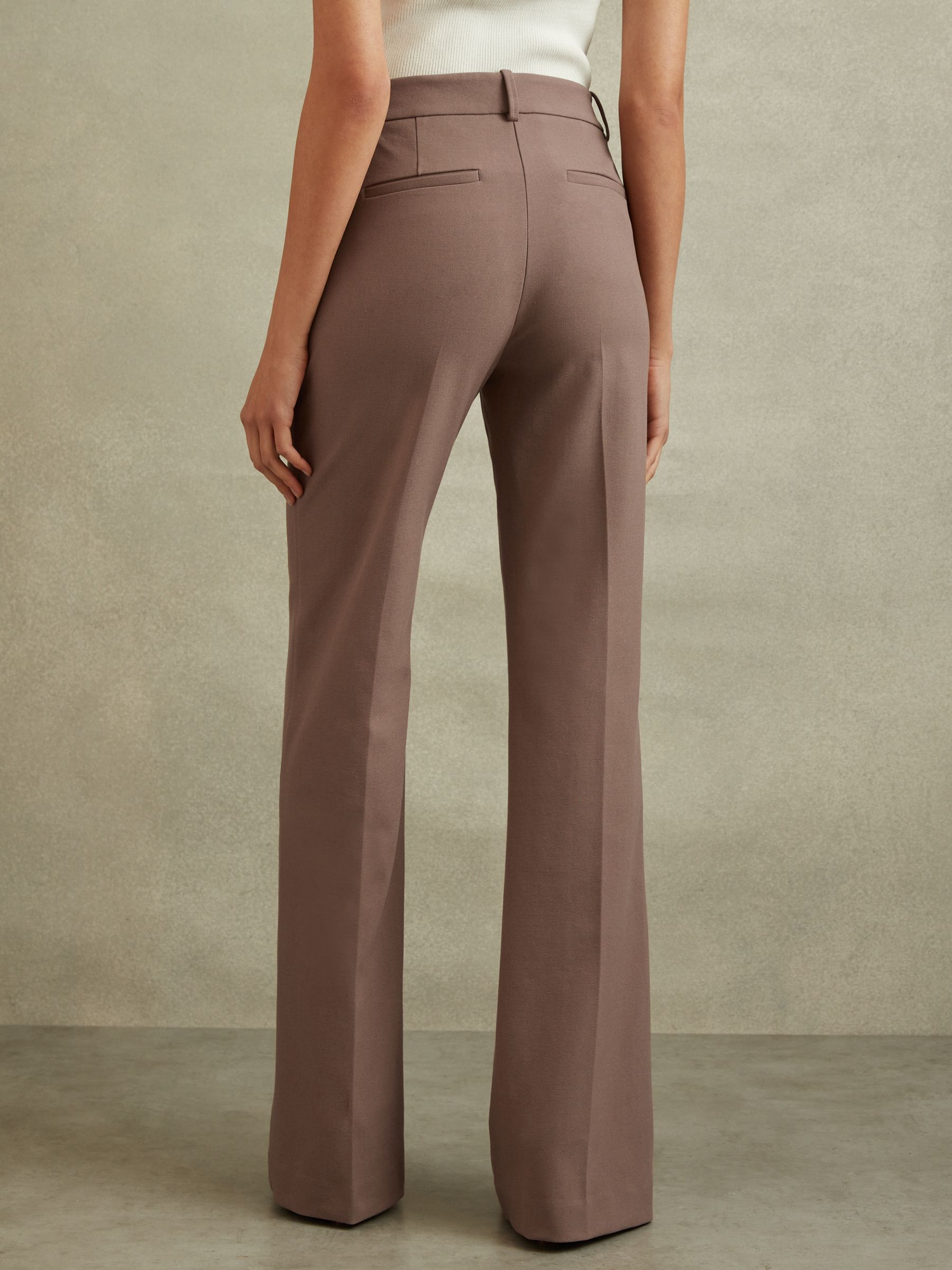 High Rise Flared Trousers in Mink Neutral