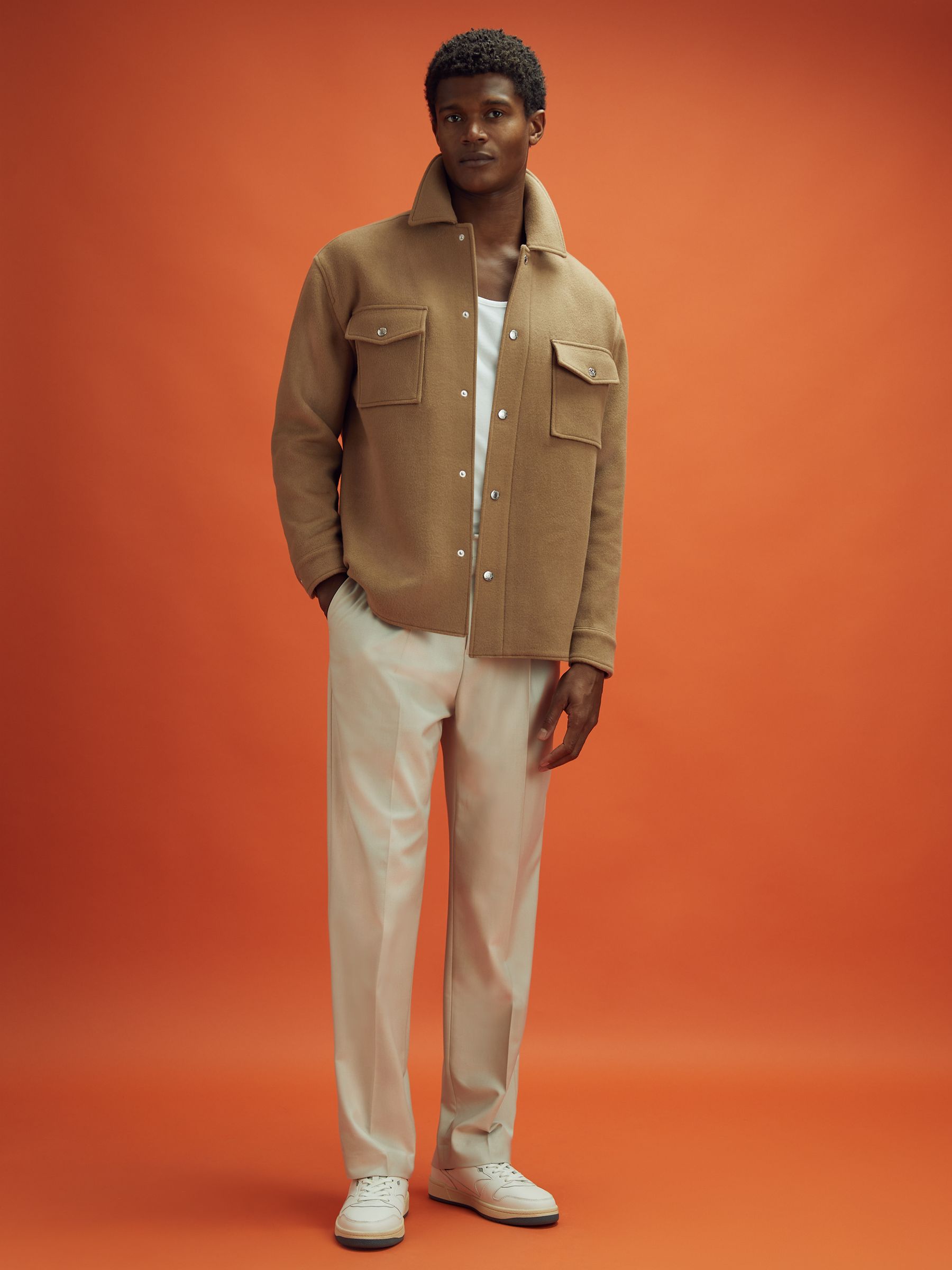 McLaren F1 Wool Blend Twin Pocket Overshirt in Camel