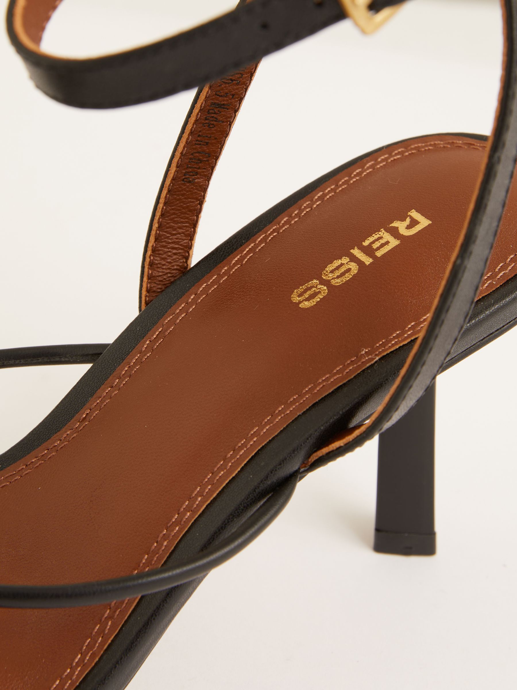 Leather Strappy Heeled Sandals in Black