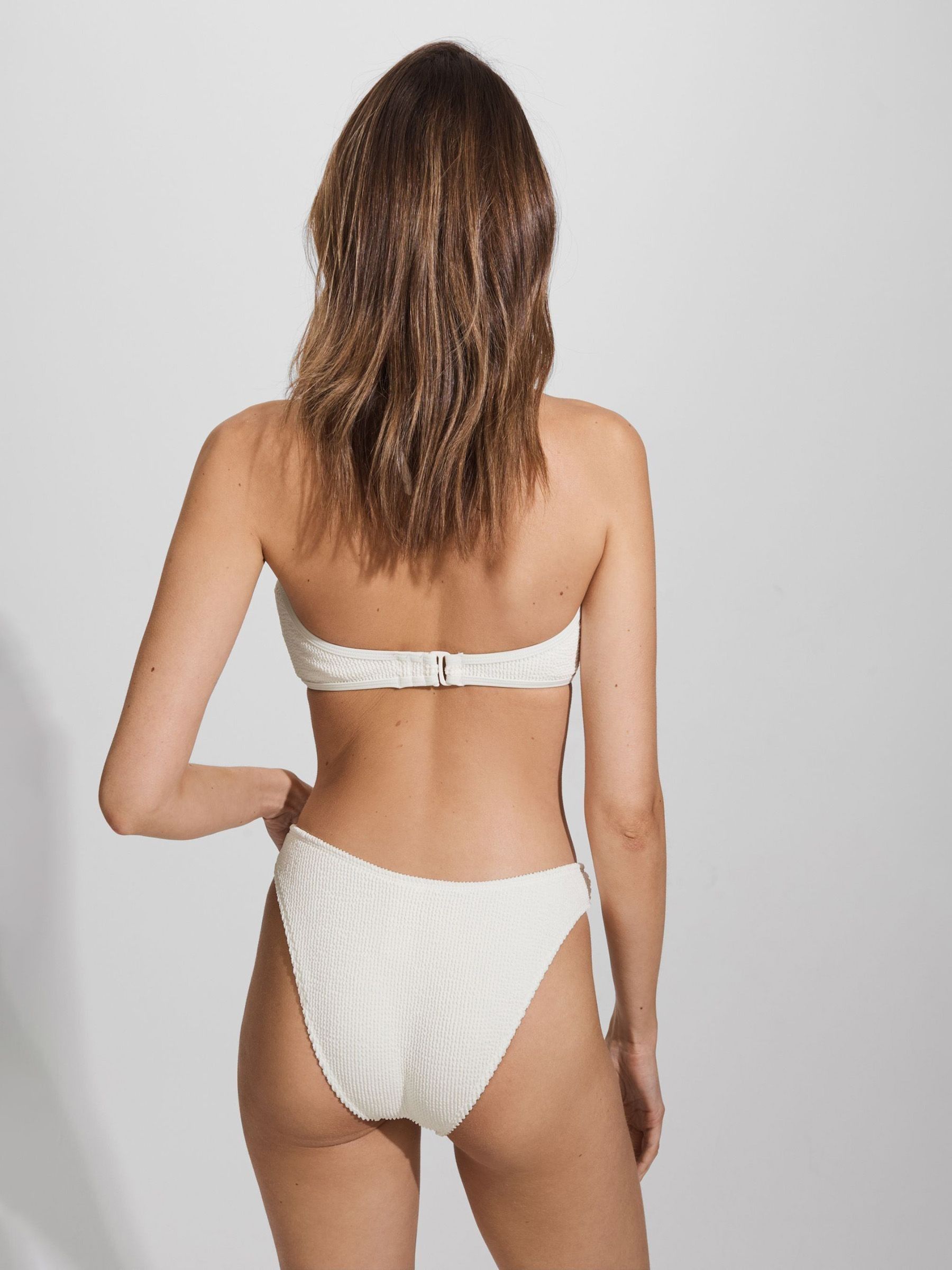 Good American Always Fits Textured Bikini Bottoms in Cloud White