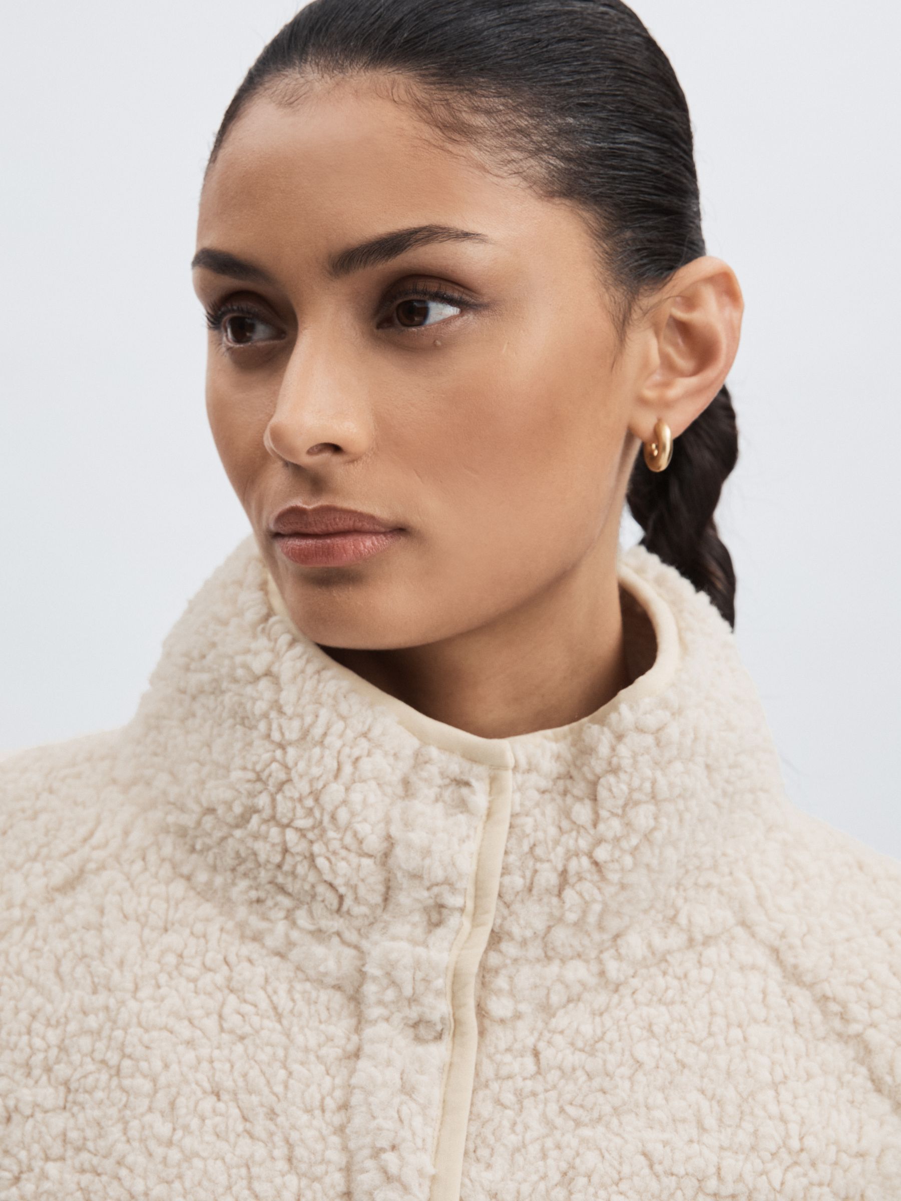 Press Stud Fleece Sweatshirt in Natural