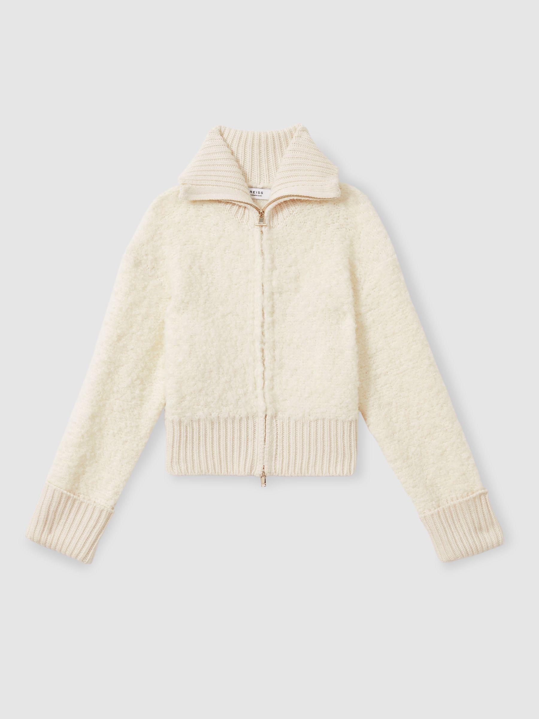 4-9 yrs Fluffy Zip-Through Cardigan With Wool in Cream