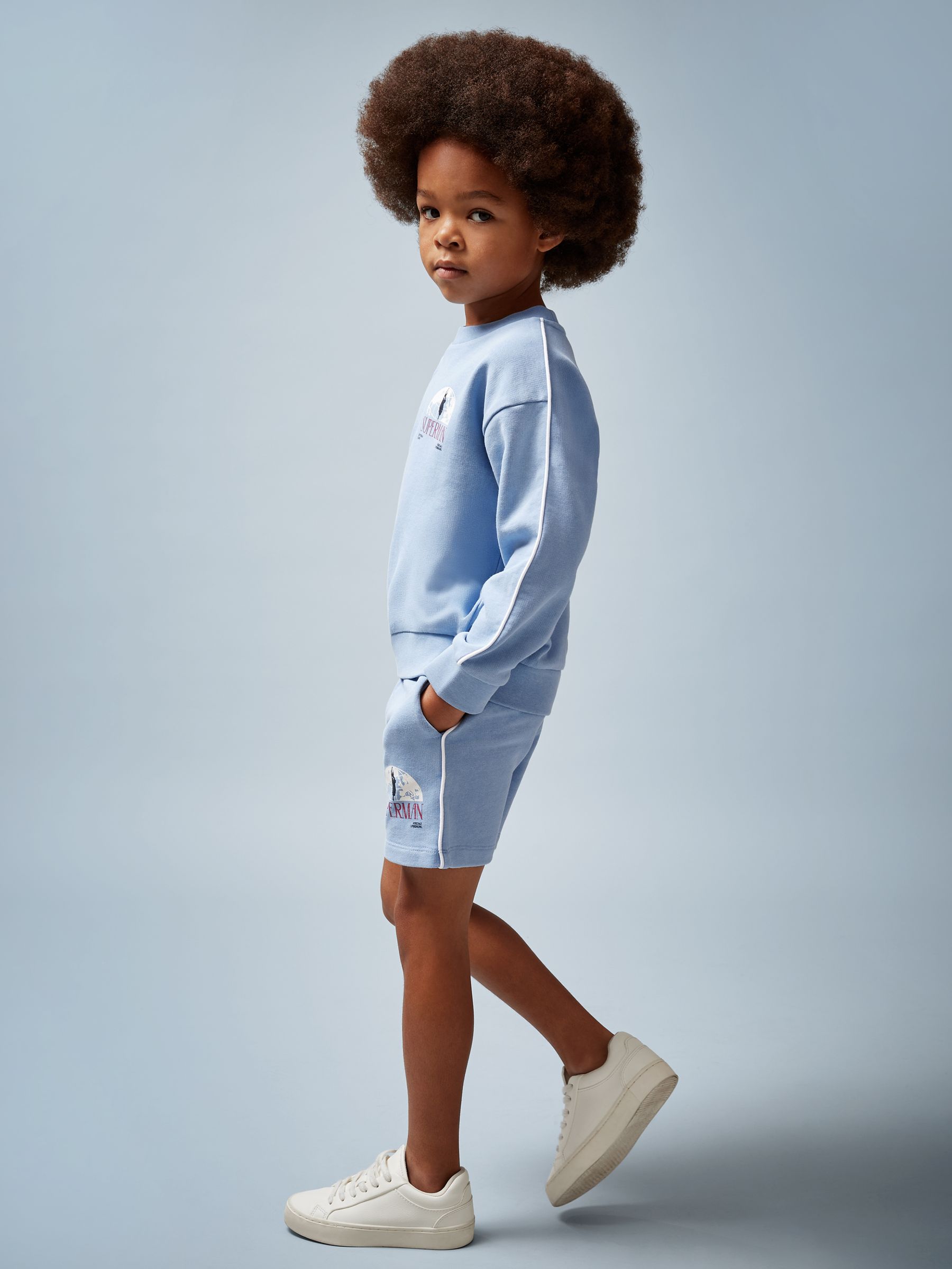 9-13 yrs Superman | Reiss Logo Print Sweatshirt in Light Blue