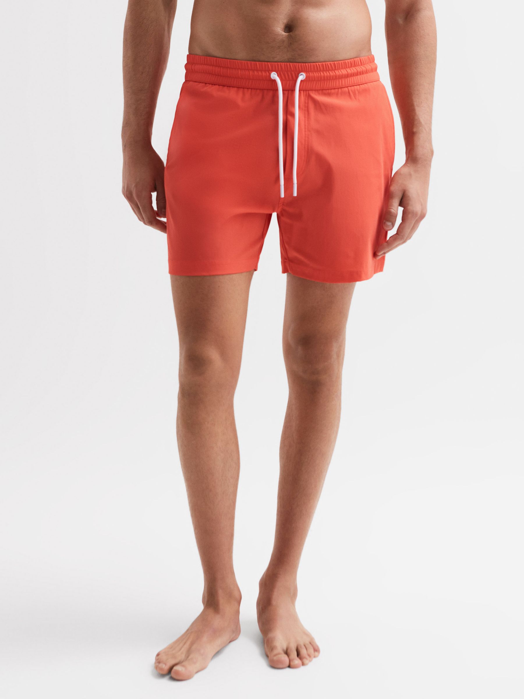 Plain Drawstring Swim Shorts in Bright Orange