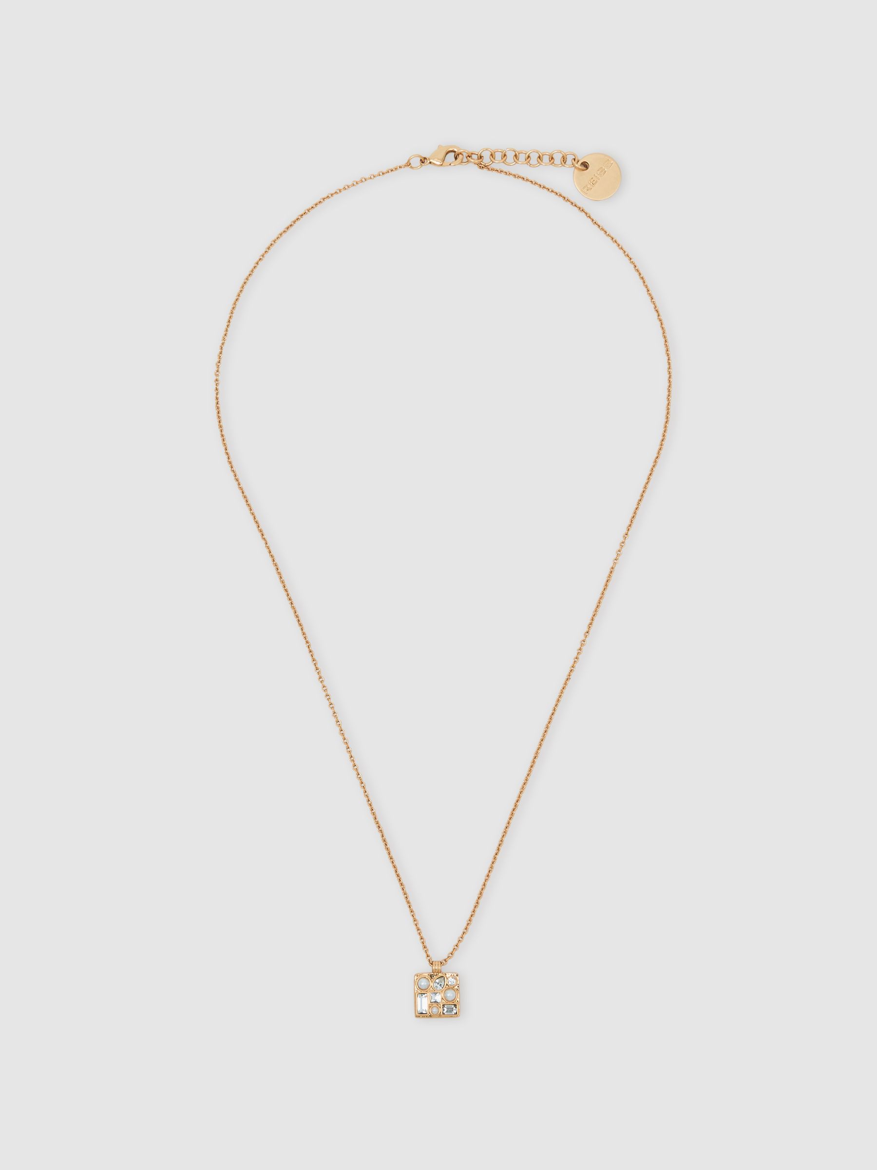 Tone Square Pendant Necklace in Gold