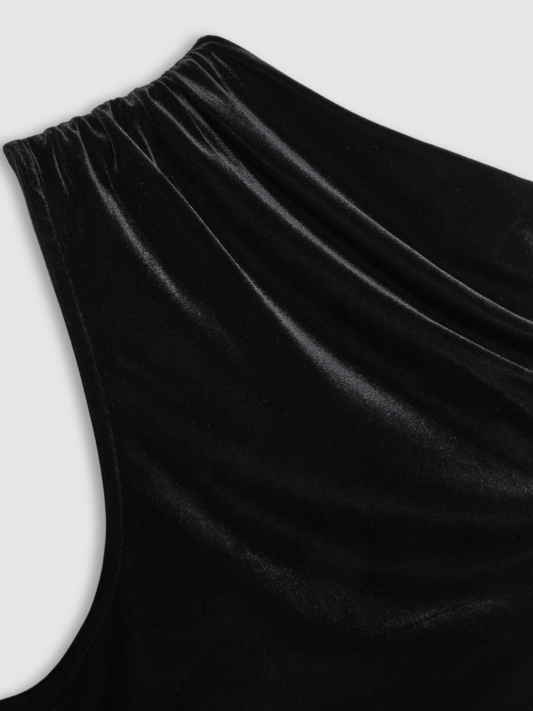 Velvet Drape Off-Shoulder Top in Black