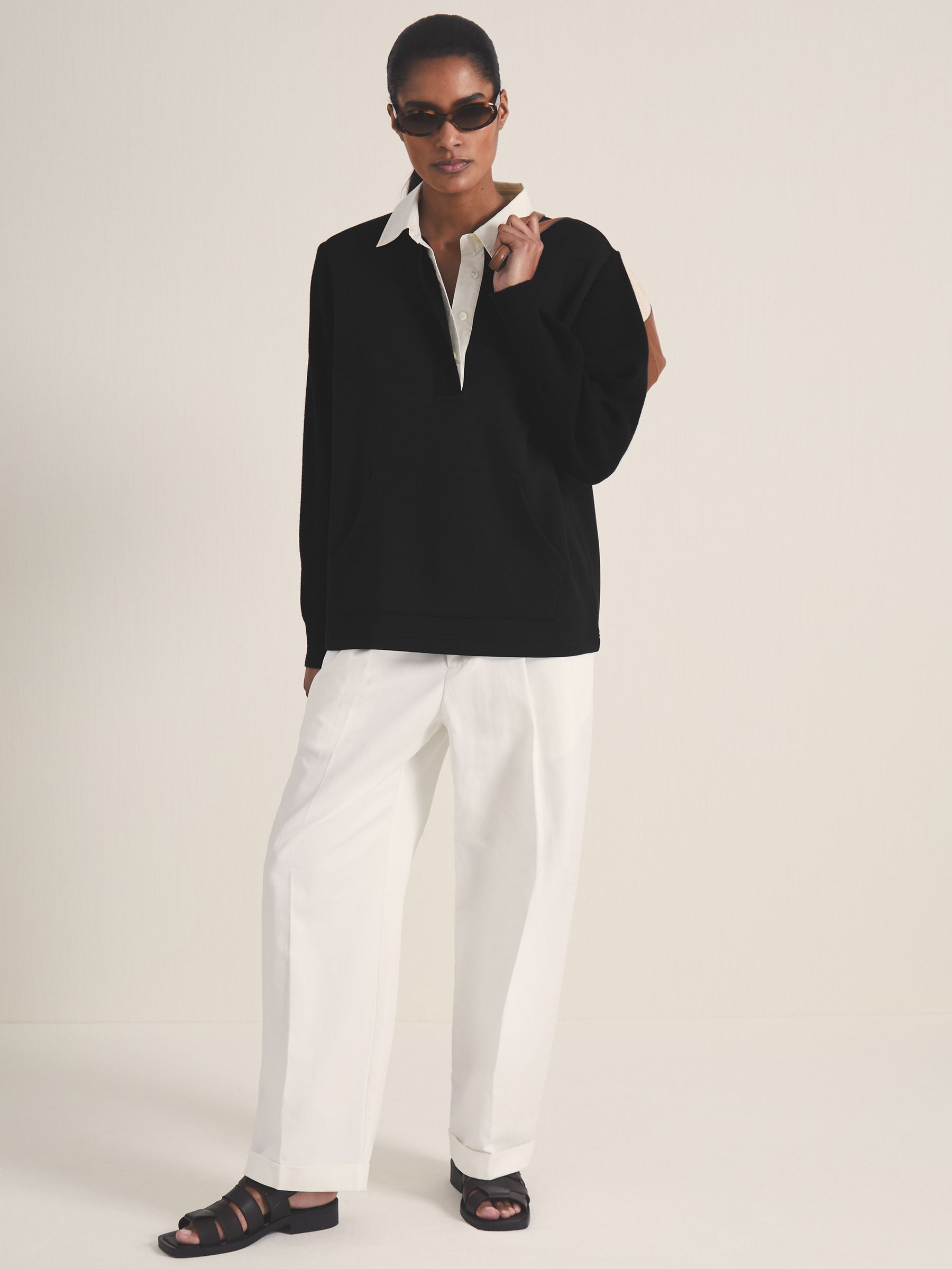 Reiss | Les 100 Ciels Polo Sweatshirt in Black