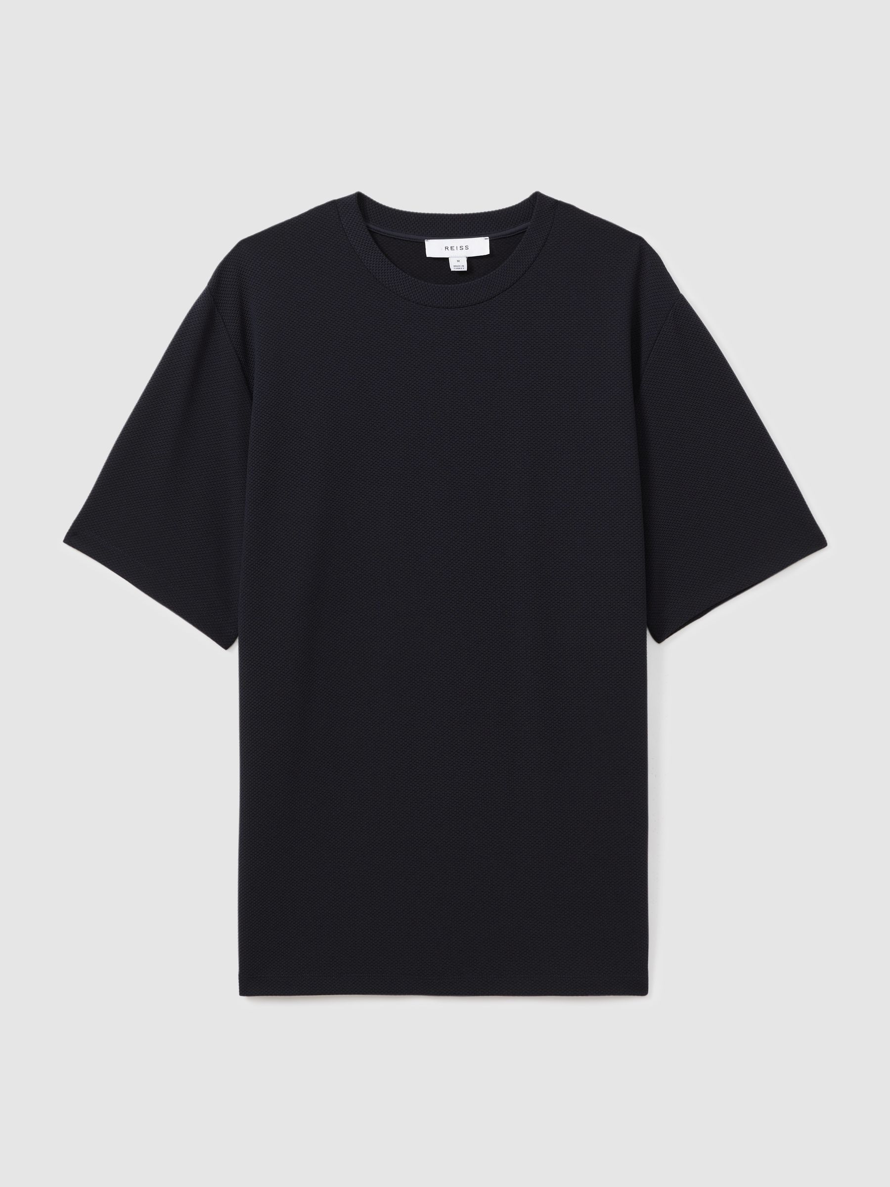 Textured Crew-Neck T-Shirt in Navy