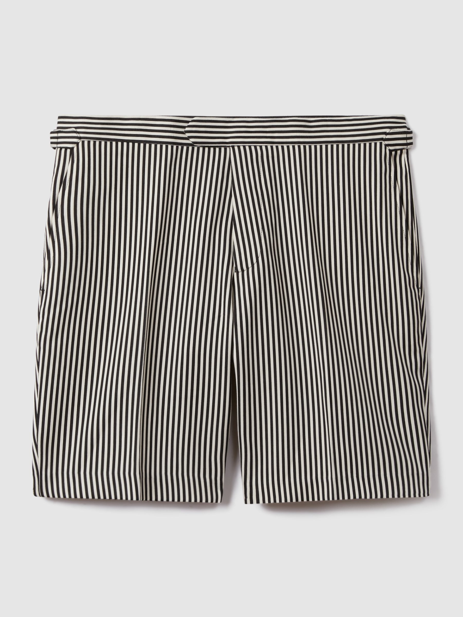 Striped Adjuster Shorts in Black/White