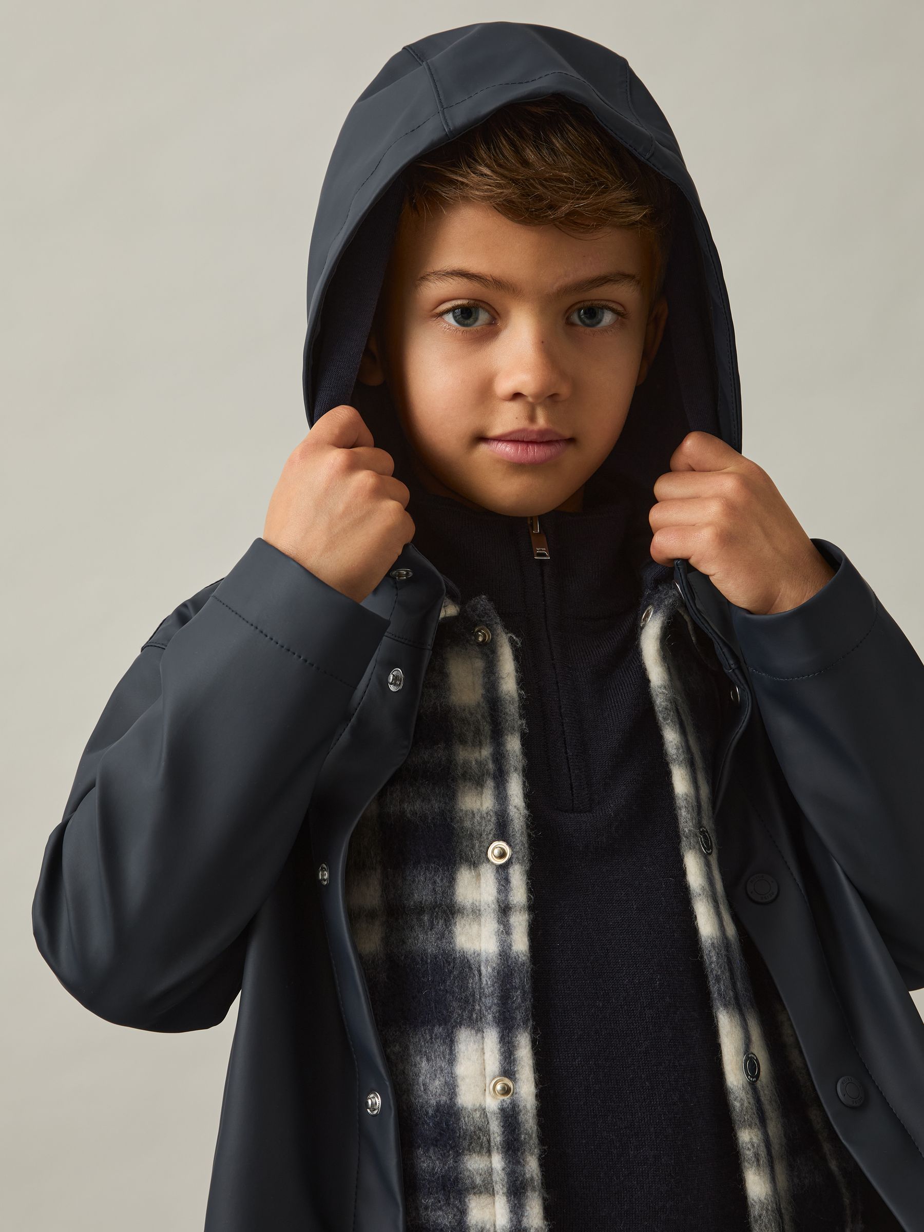 13-14 yrs Water Repellent Hooded Coat in Navy