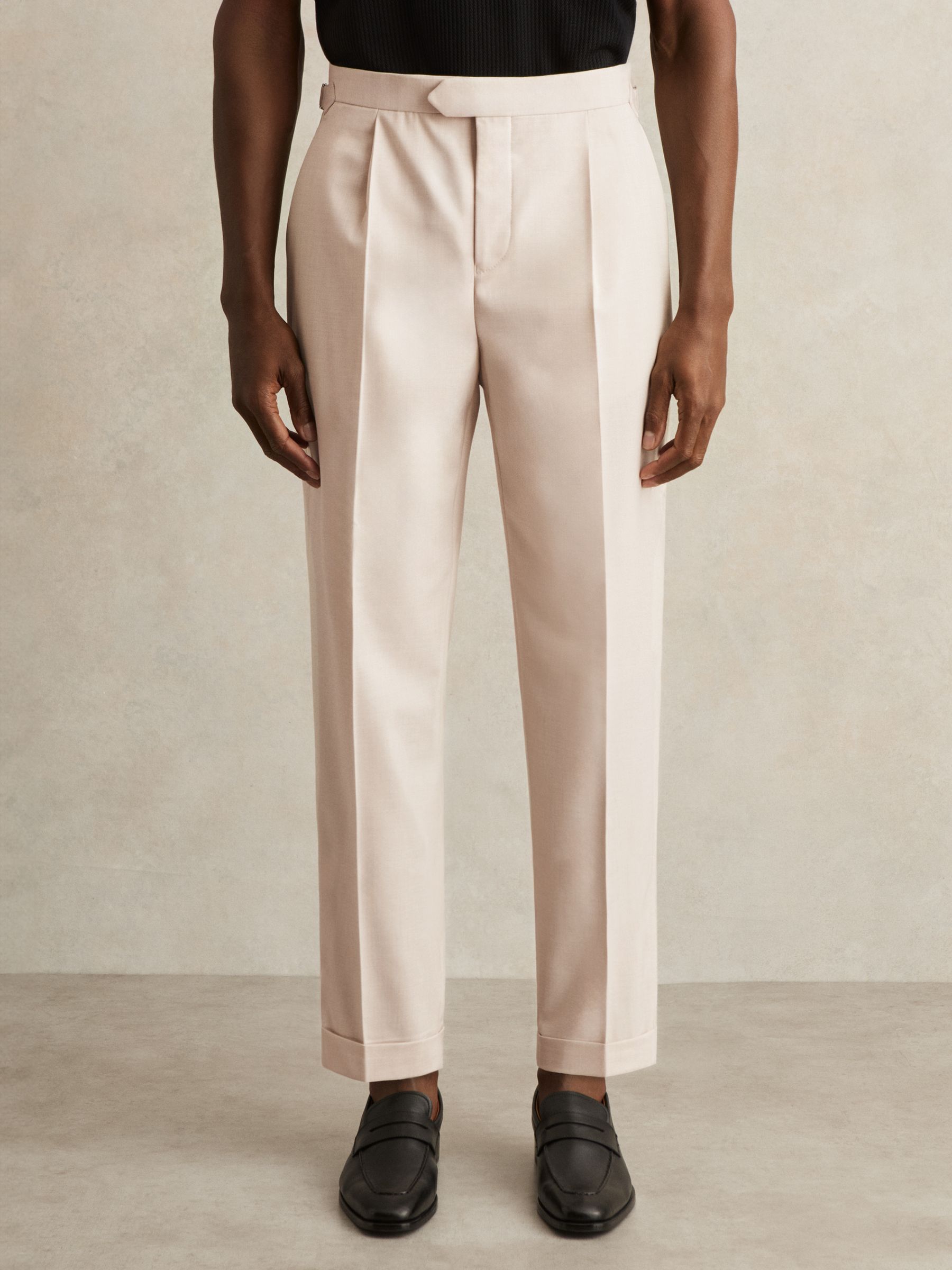 Tapered Turn-Up Trousers in Ecru