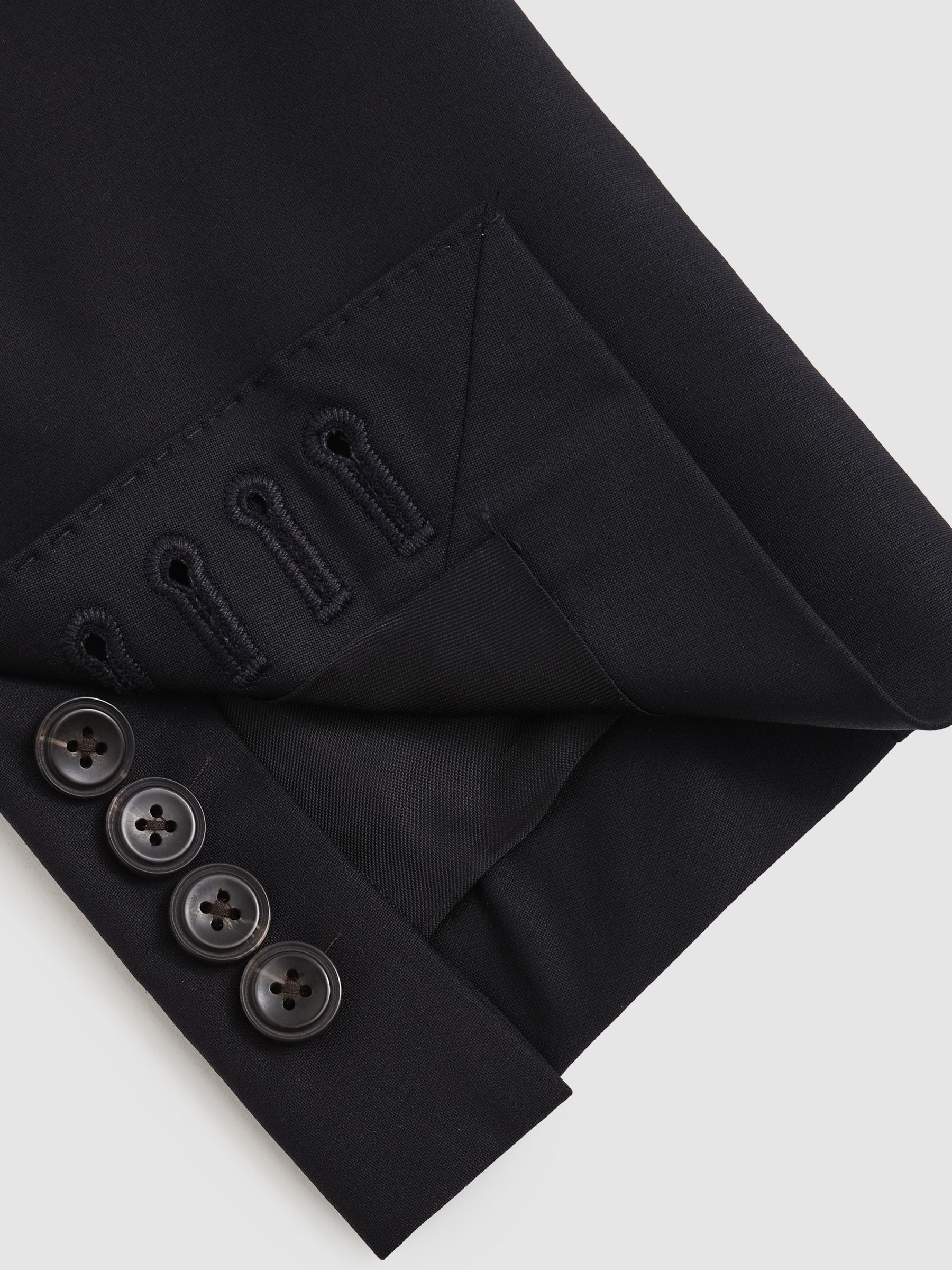 Regular-Fit Single-Breasted Wool-Blend Suit Blazer in Navy