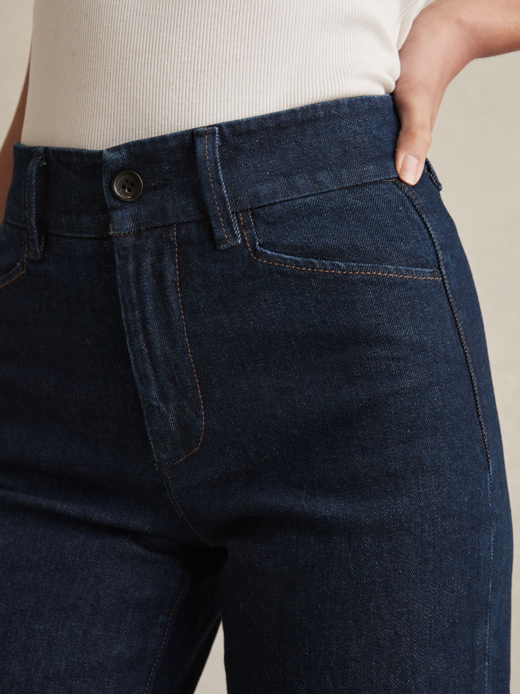 Paige Petite Wide-Leg Jeans in Dark Edinburgh Blue