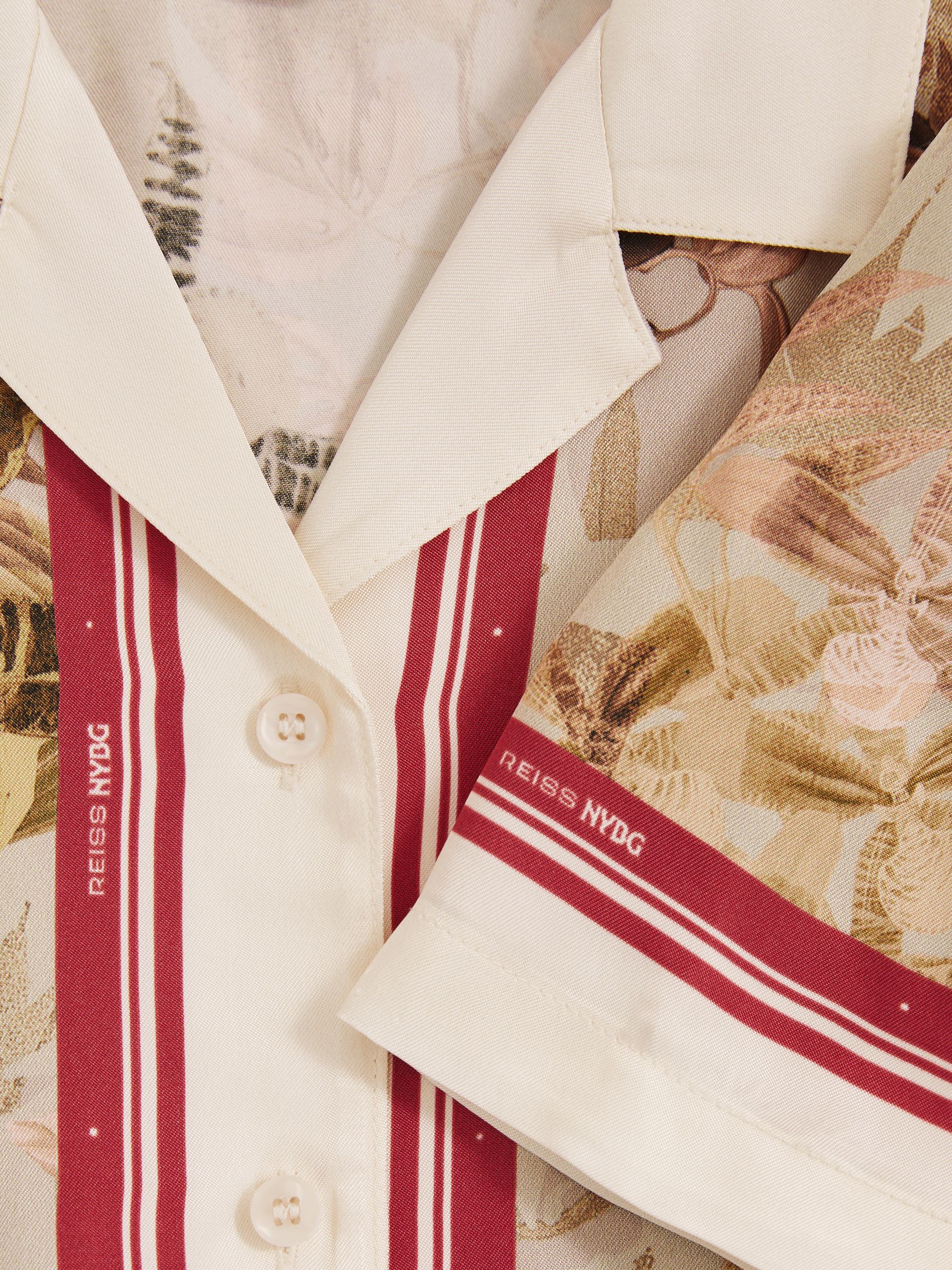 9-13 yrs Reiss | NYBG Satin Floral-Print Shirt in Khaki