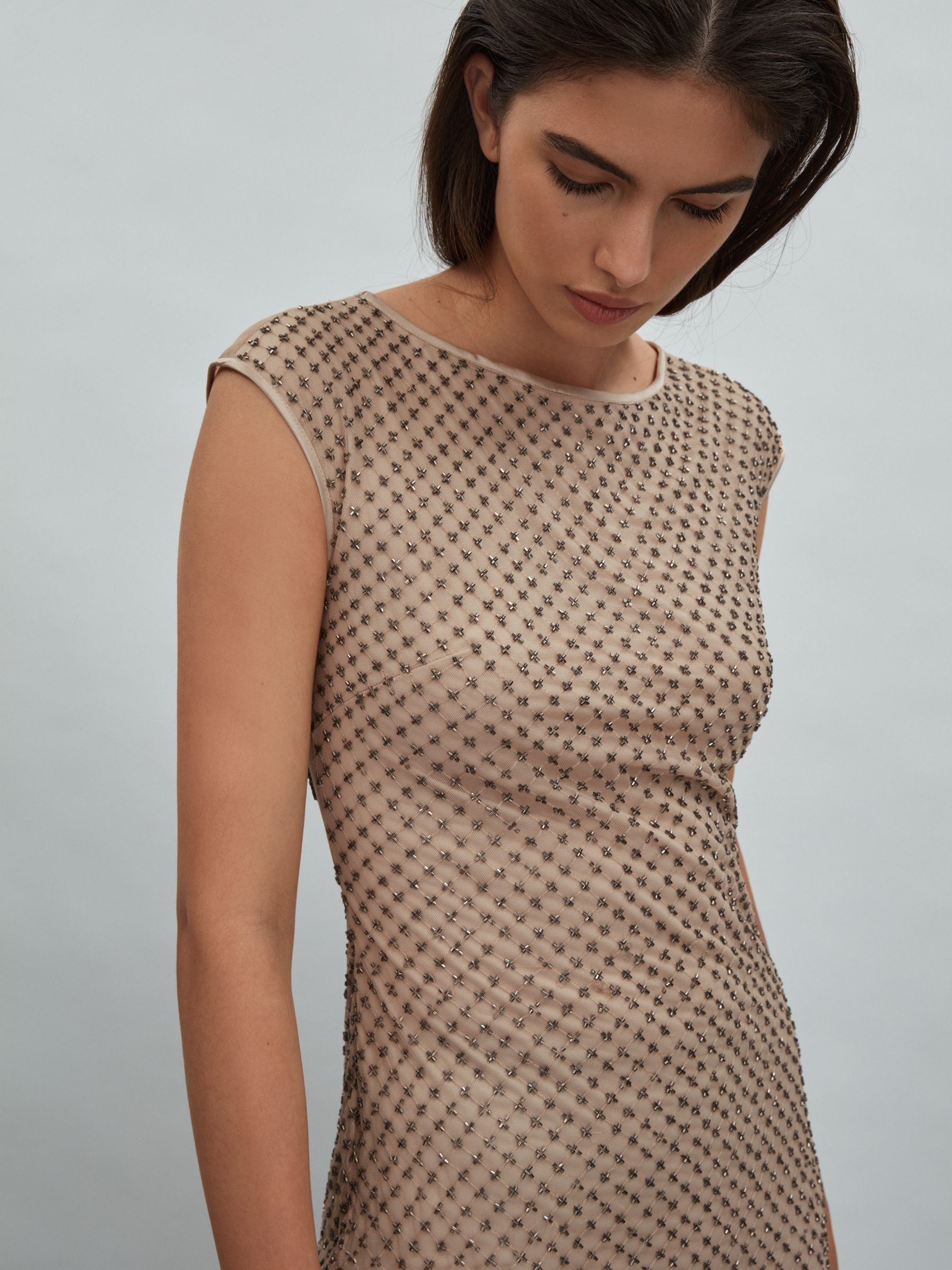 Raishma Embellished Maxi Dress in Nude