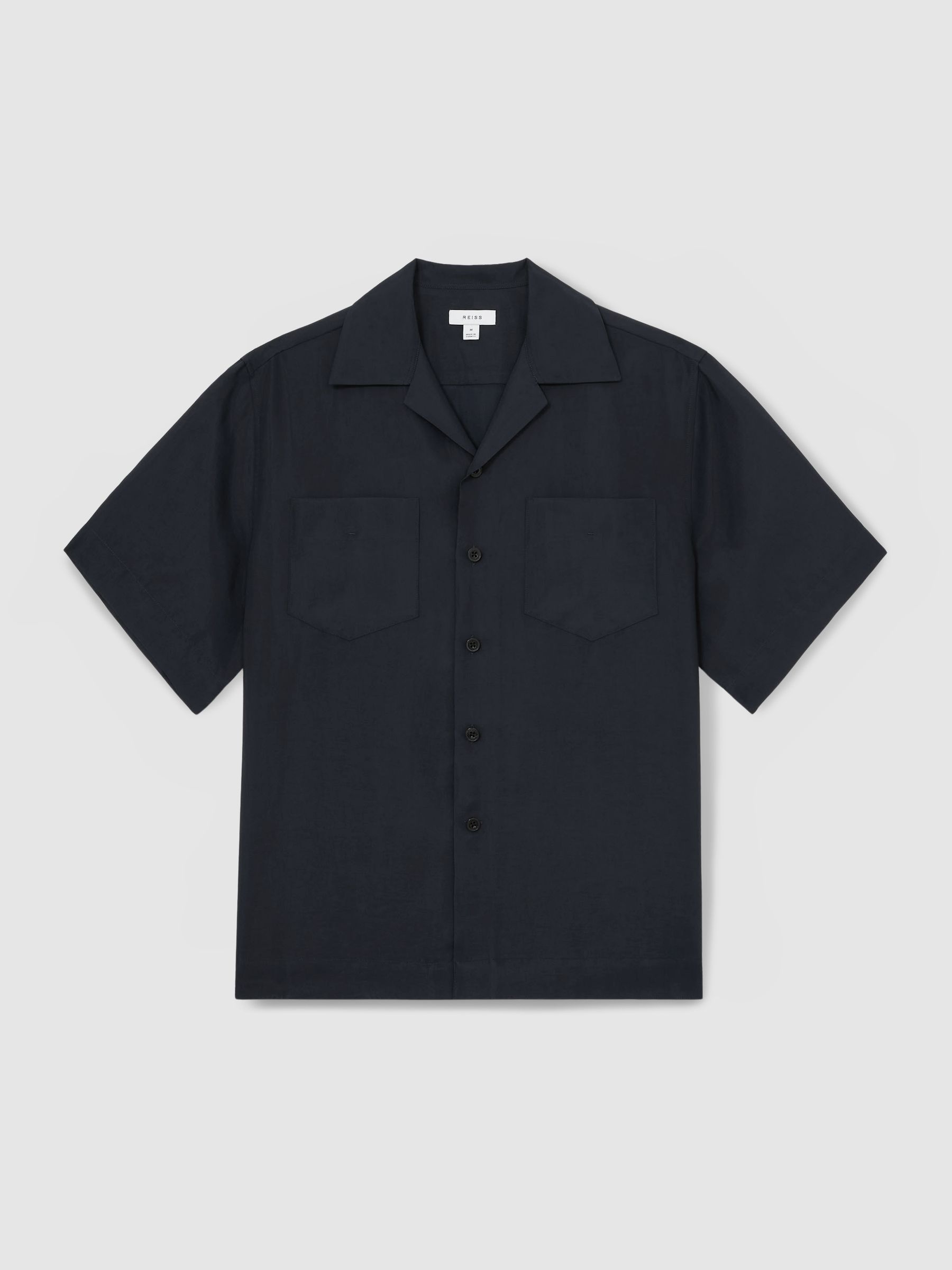 Organza Twin-Pocket Oversize Shirt in Navy