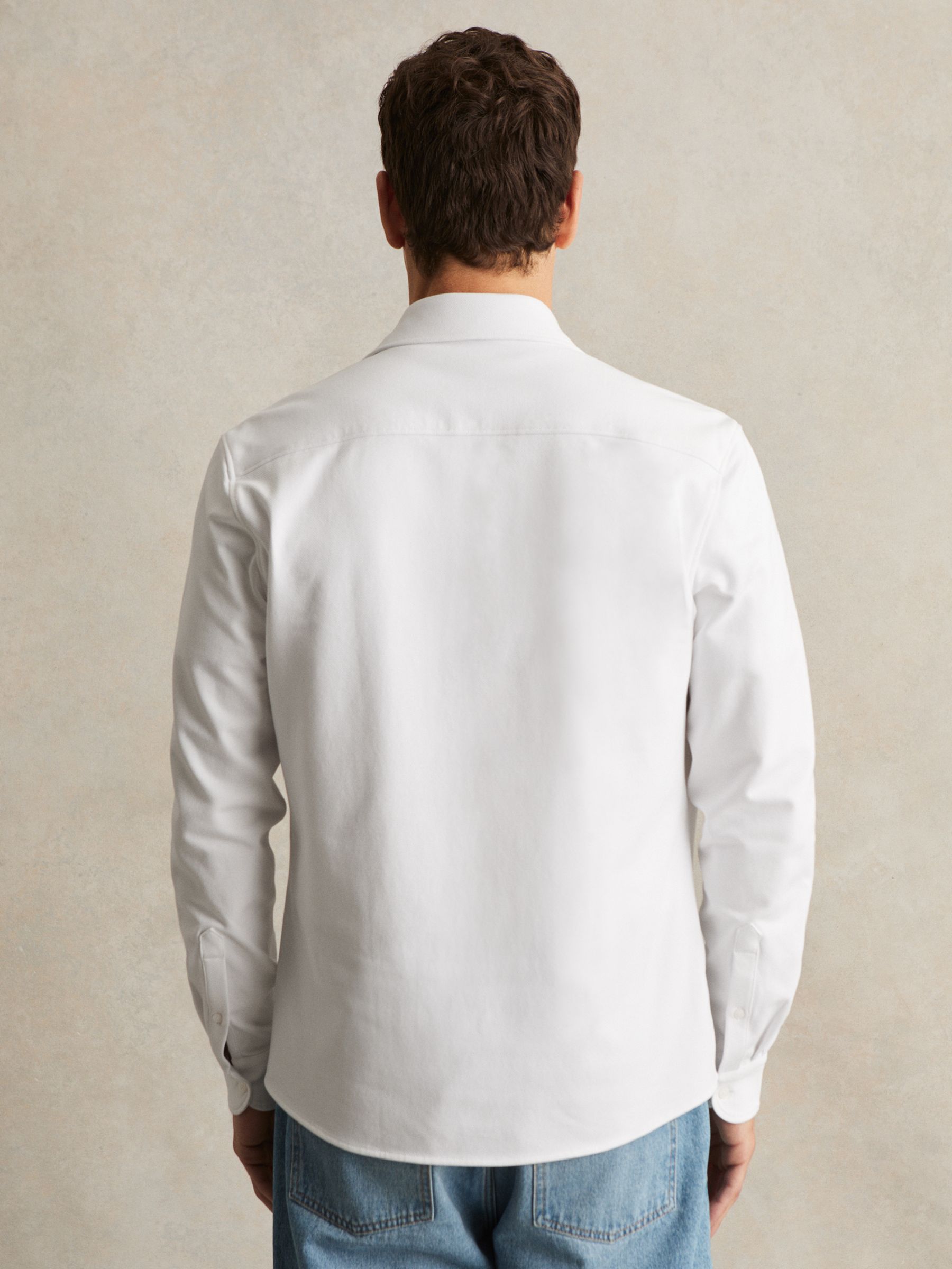 Cotton-Twill Cutaway-Collar Overshirt in White