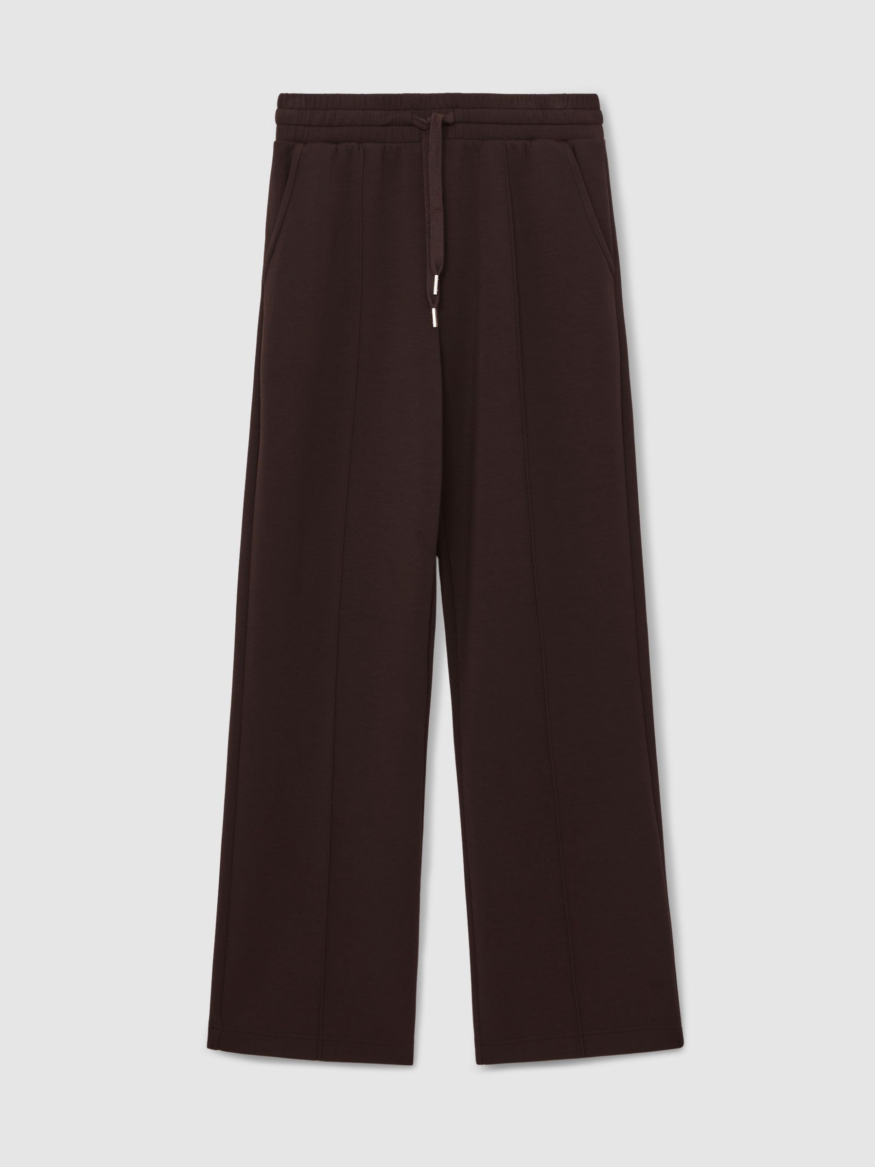 Modal-Blend Interlock Wide-Leg Joggers in Dark Chocolate Brown
