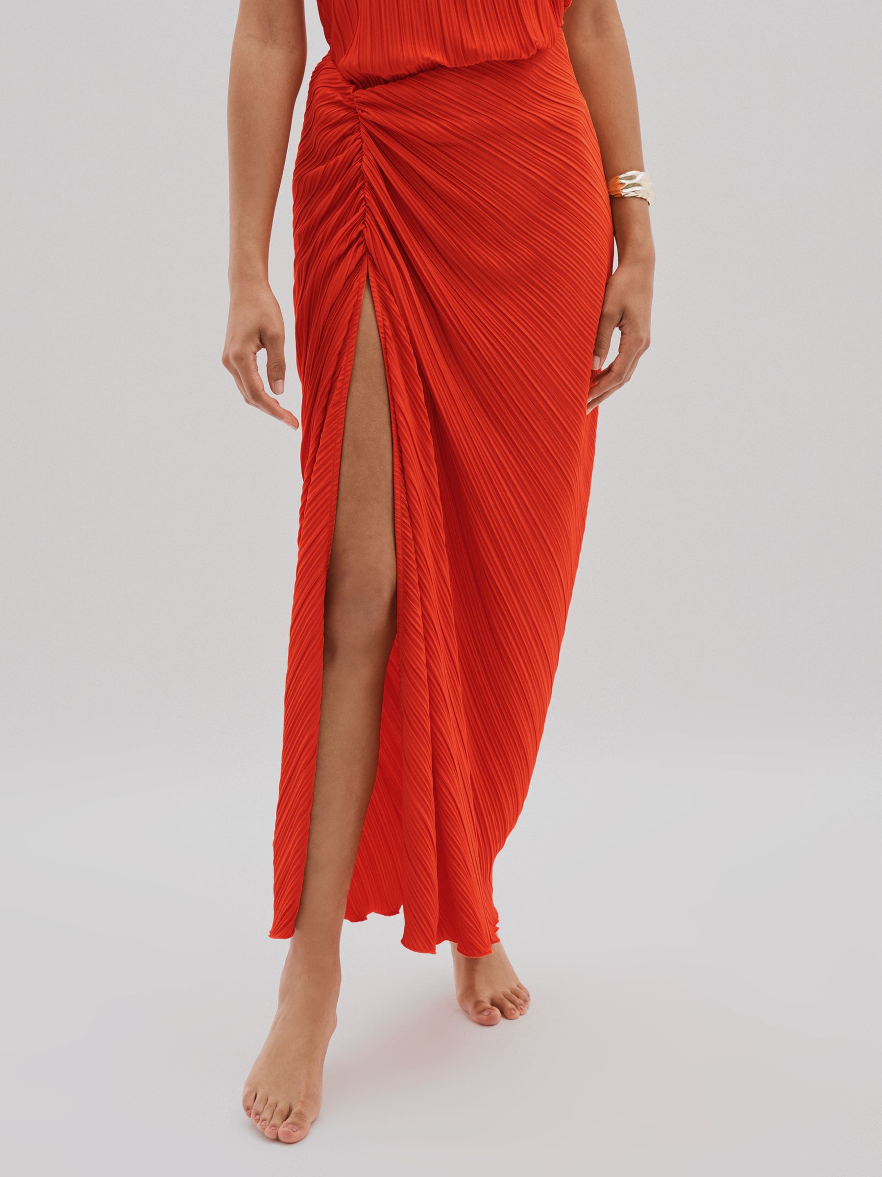 Good American Plisse Beach Cover-Up Sarong in Red