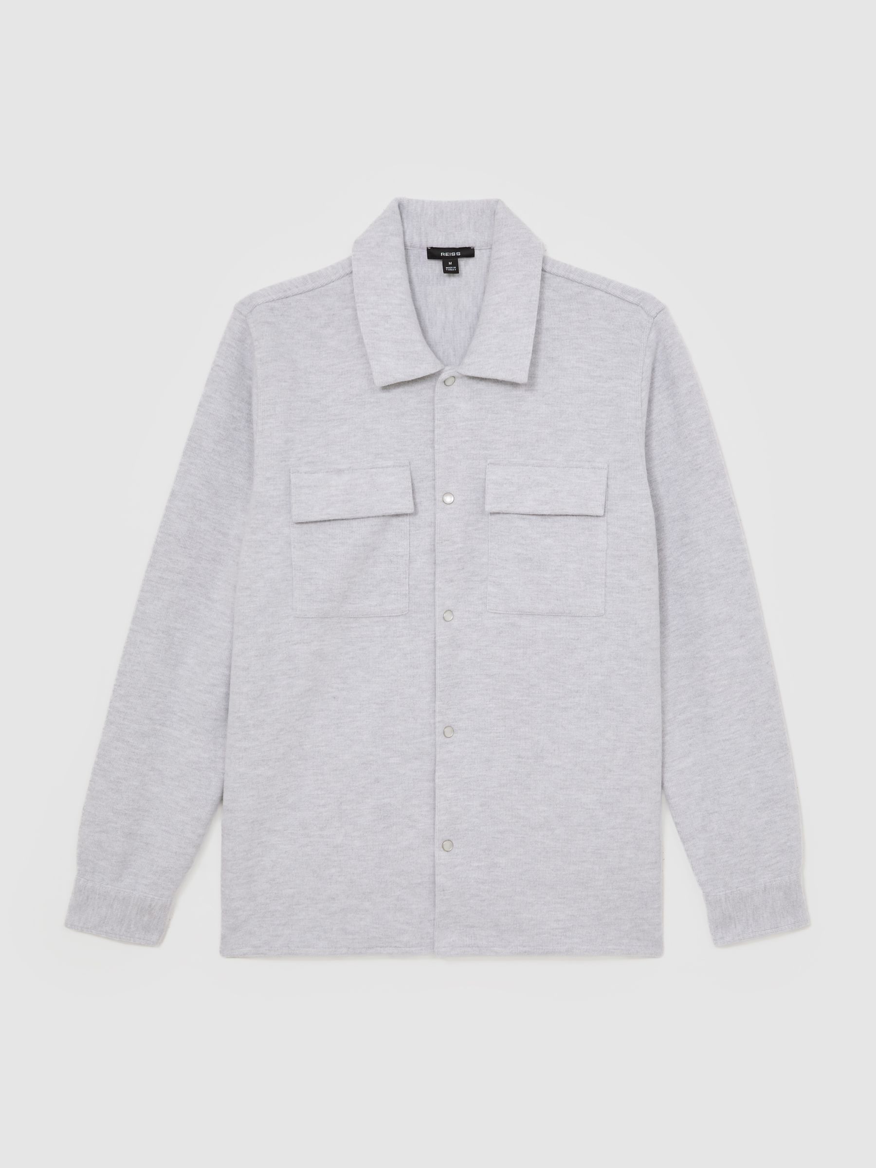 Press-Stud Jersey Shirt with Cotton in Grey Marl