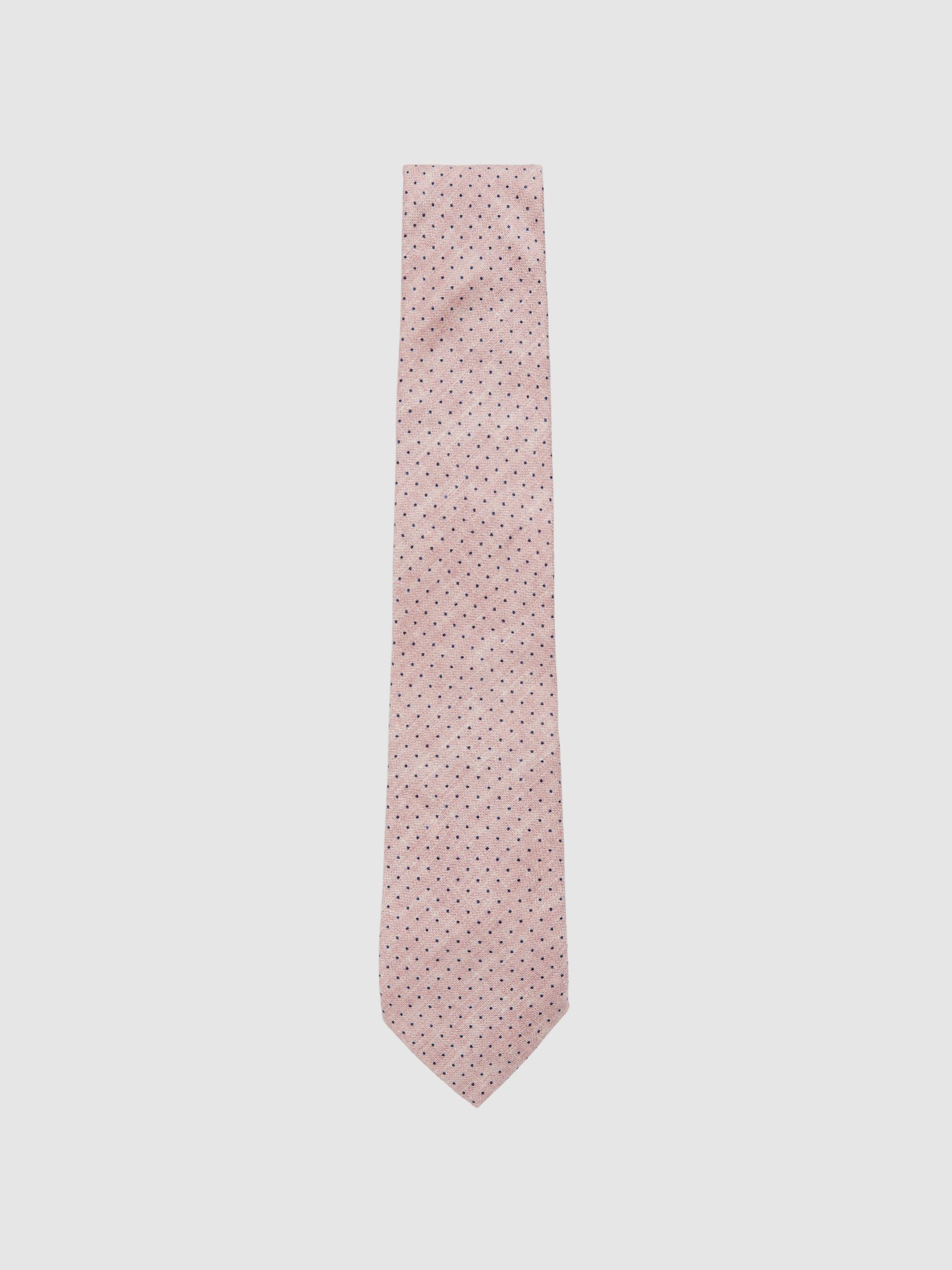 Silk Pin-Dot Tie in Soft Pink