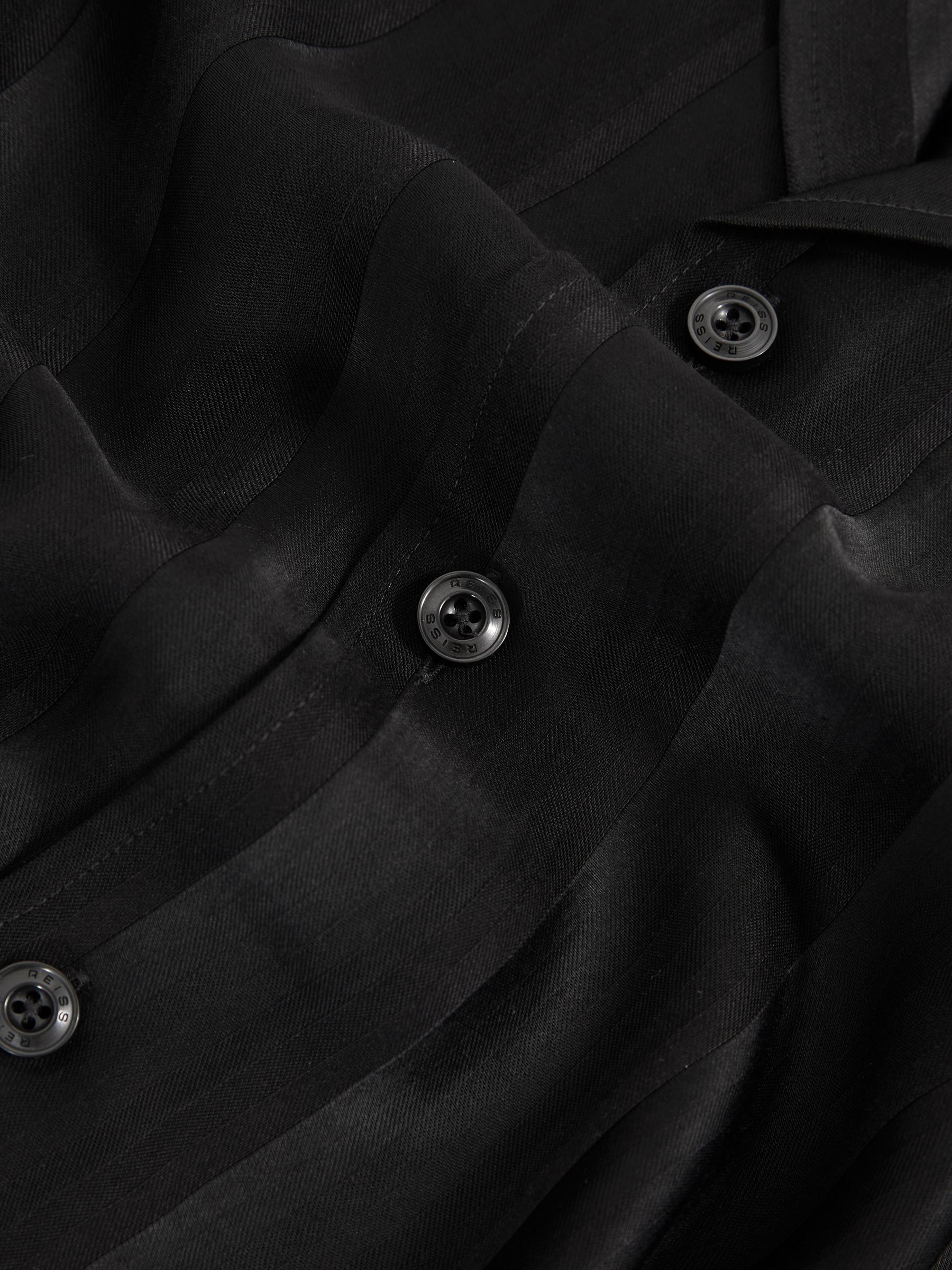 Jacquard Stripe Cuban Collar Shirt in Black