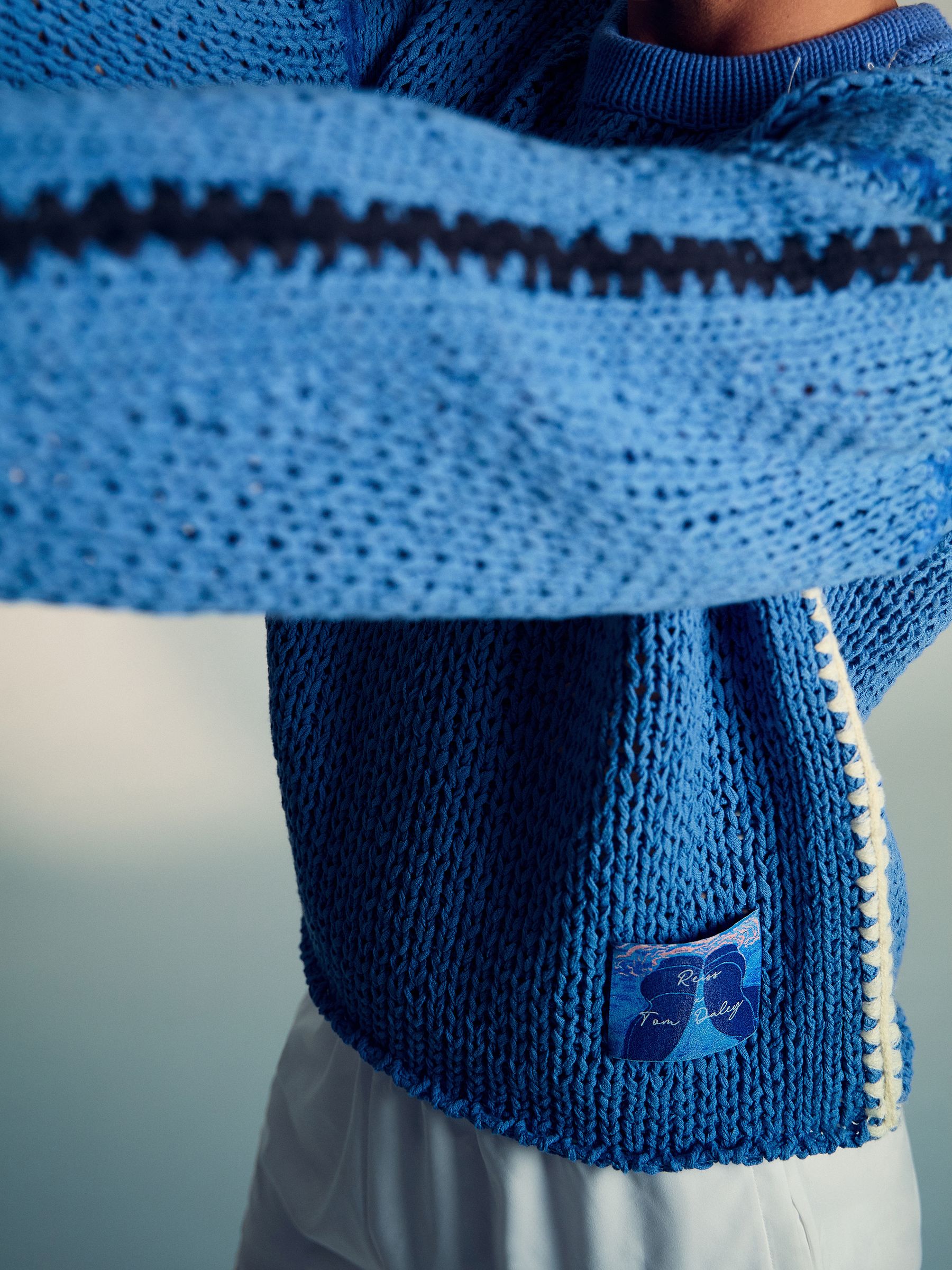 Reiss | Tom Daley Chunky Knit Jumper in Soft Blue