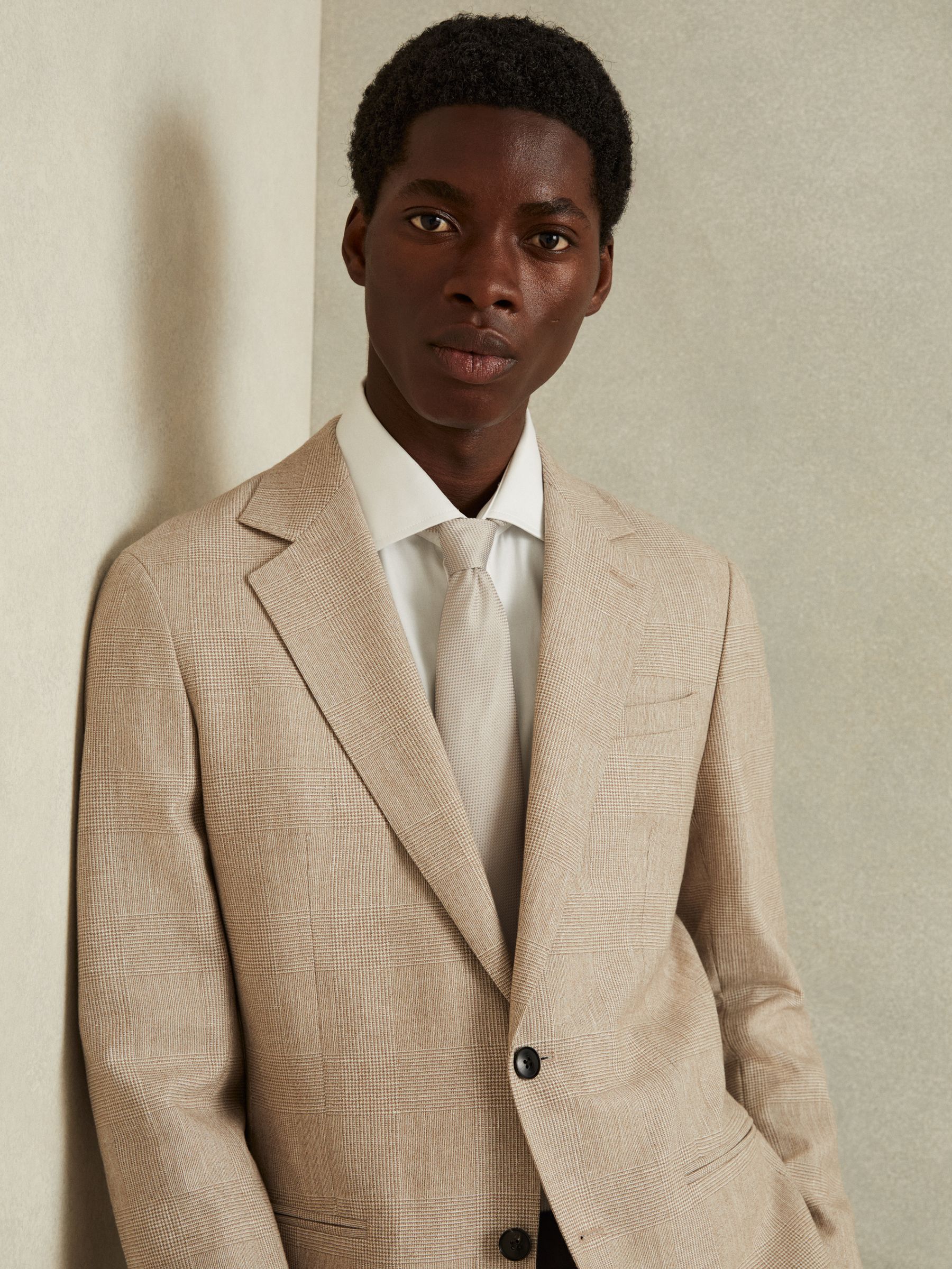 Textured Silk Blend Tie in Soft Champagne