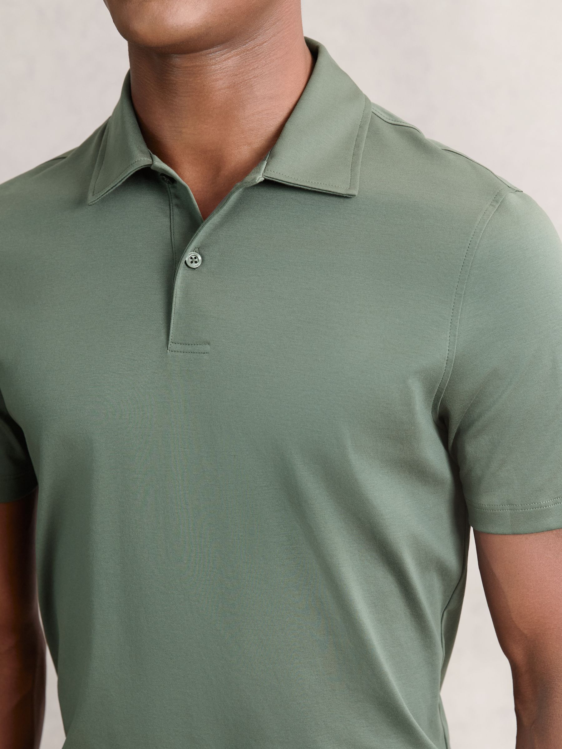 Air-Water Cotton Polo Shirt in Kale Green